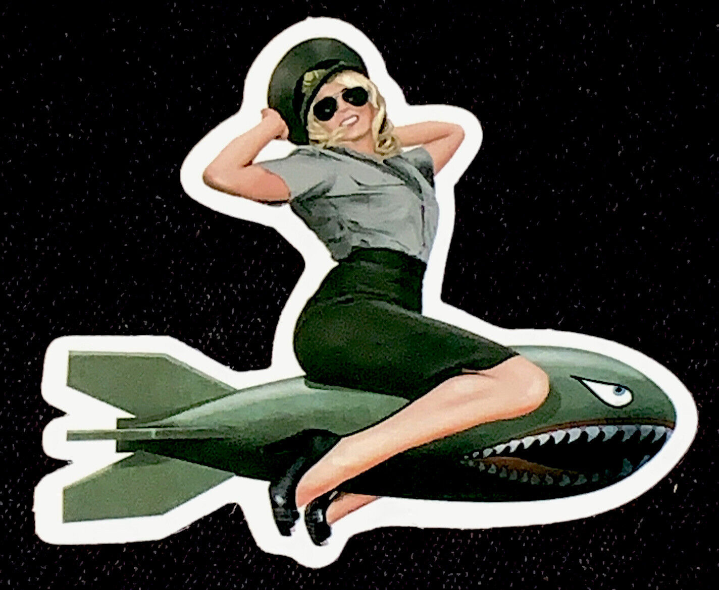 Sexy Pinup Girl Sticker ✨💋🕶💋🕶💋✨2 1/4”x 2” ✨💚🖤✨AWESOME✨