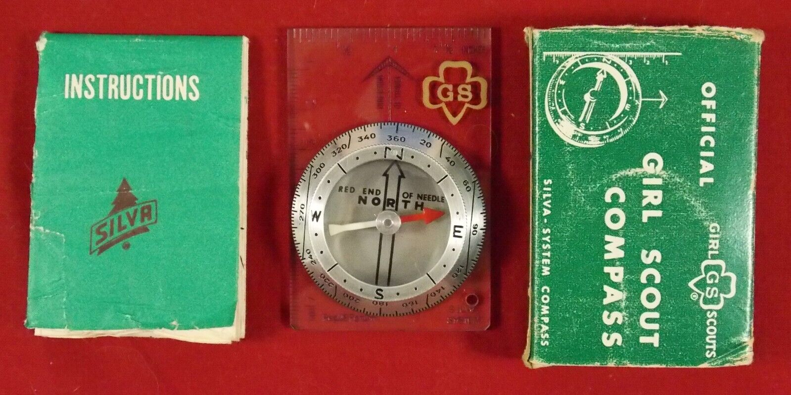 Vintage 1960 Girl Scout Compass Silva System Sweden Box & Instructions