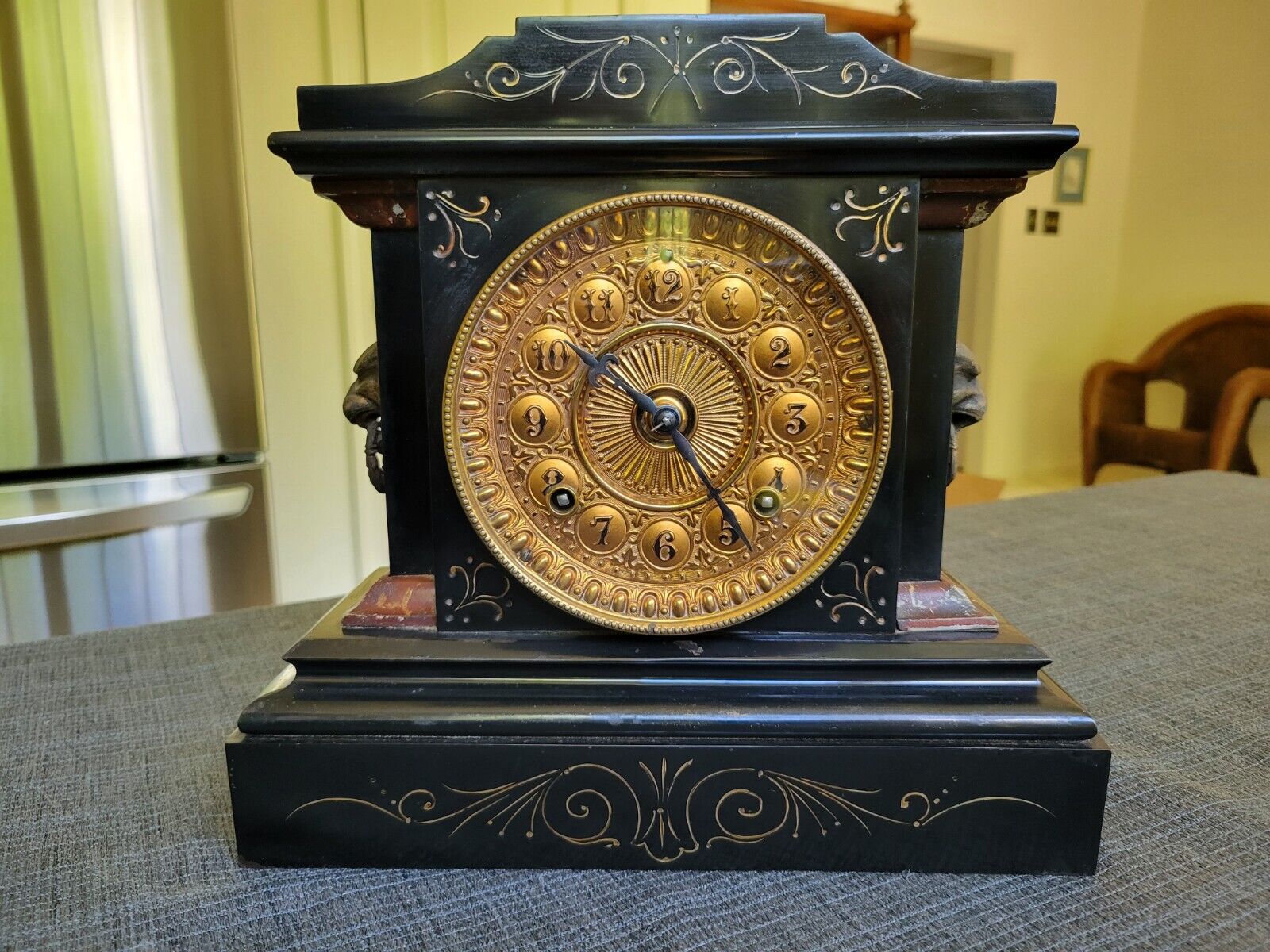 Antique Circa 1880\'s Ansonia Cast Iron Mantle Clock Works