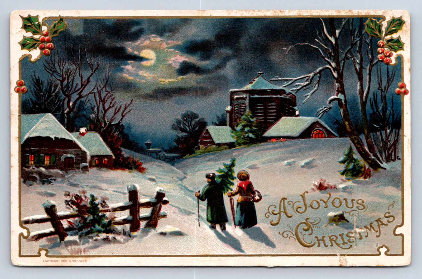 Vintage Postcard Christmas Greetings Early 1900s 