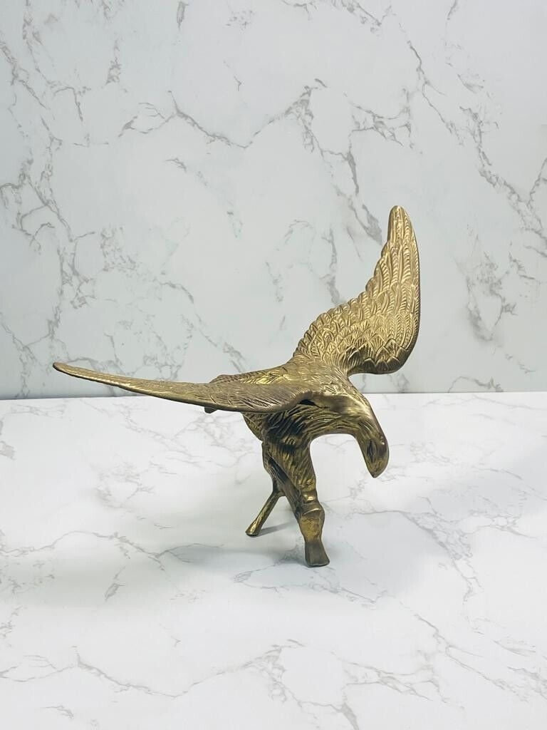 Vintage Brass American Eagle Statue on Branch