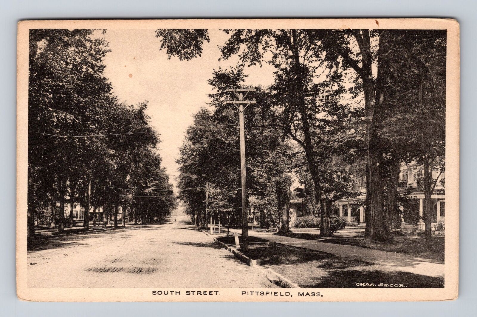 Pittsfield MA-Massachusetts, South Street, Advertisement, Vintage Postcard