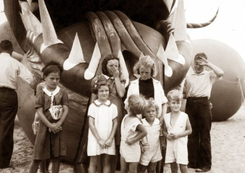 1937 Kids with Nantucket Sea Serpent, MA Vintage Photograph 13\