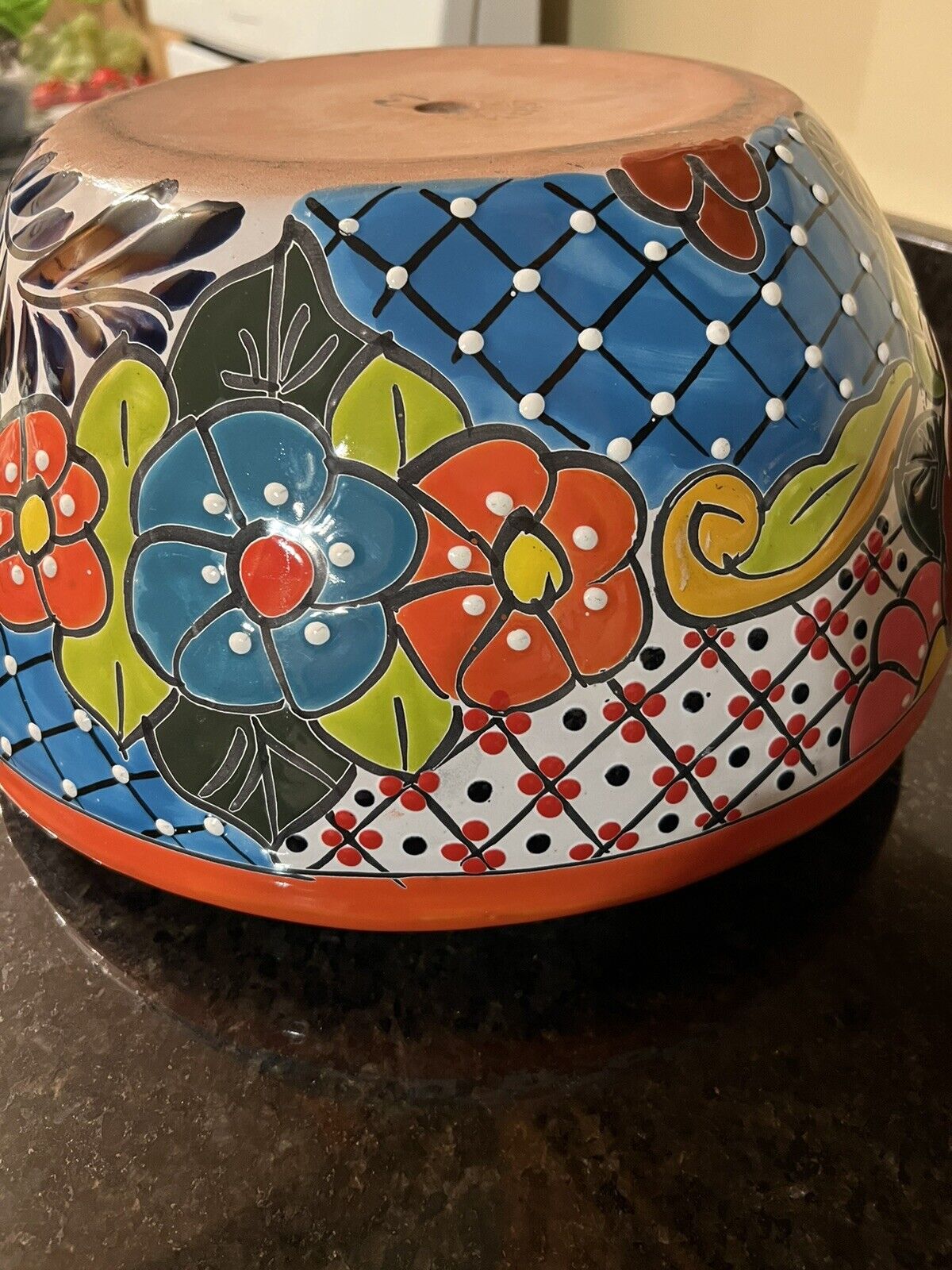 Talavera Style Bowl Planter By Blu Orange Pottery Company