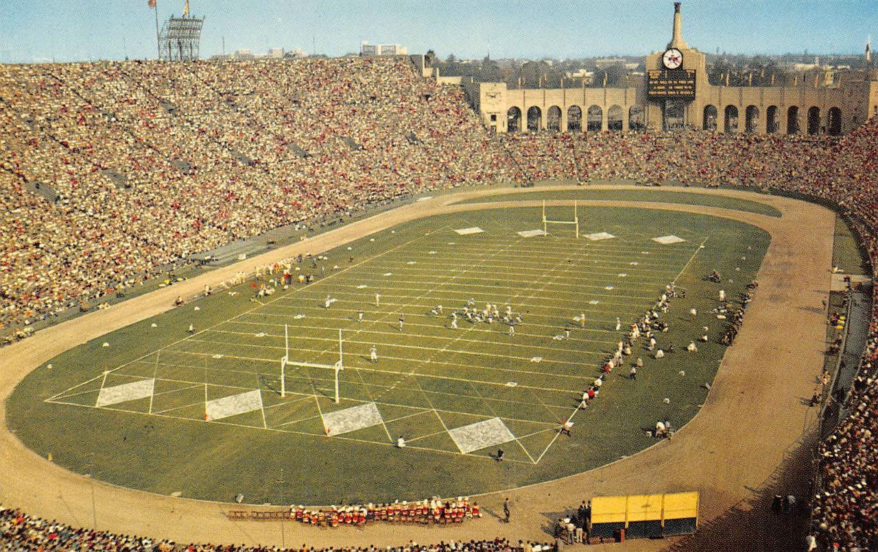 LOS ANGELES MEMORIAL COLISEUM Football Game Sports ca 1950s Vintage Postcard