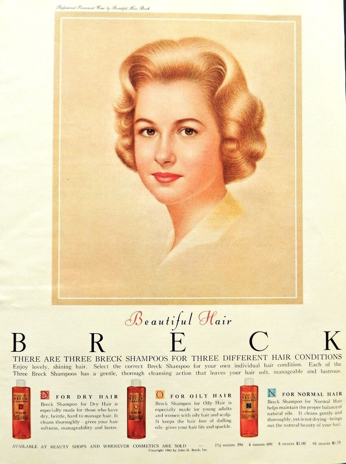 Breck girl shampoo ad vintage 1962 original advertisement 13 x 10 inches
