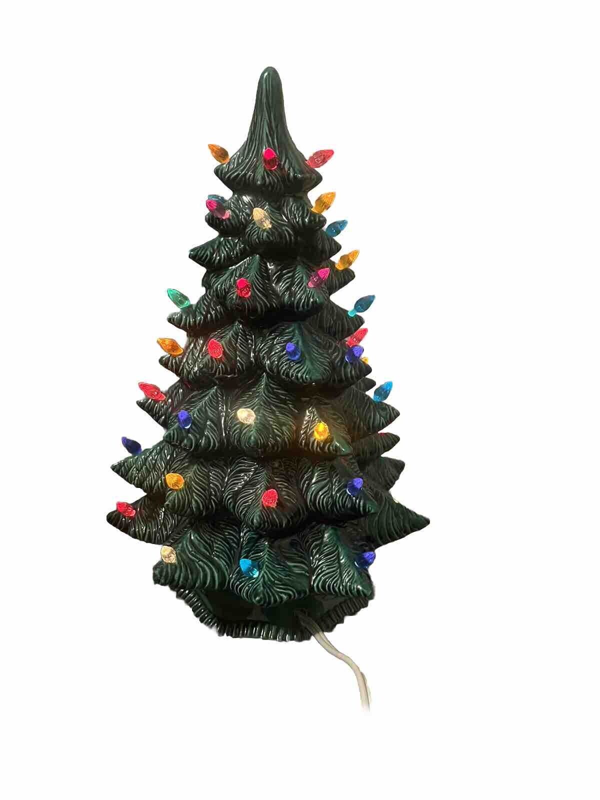 Vintage Ceramic Christmas Tree 60s-70s 12in With Base Great Condition