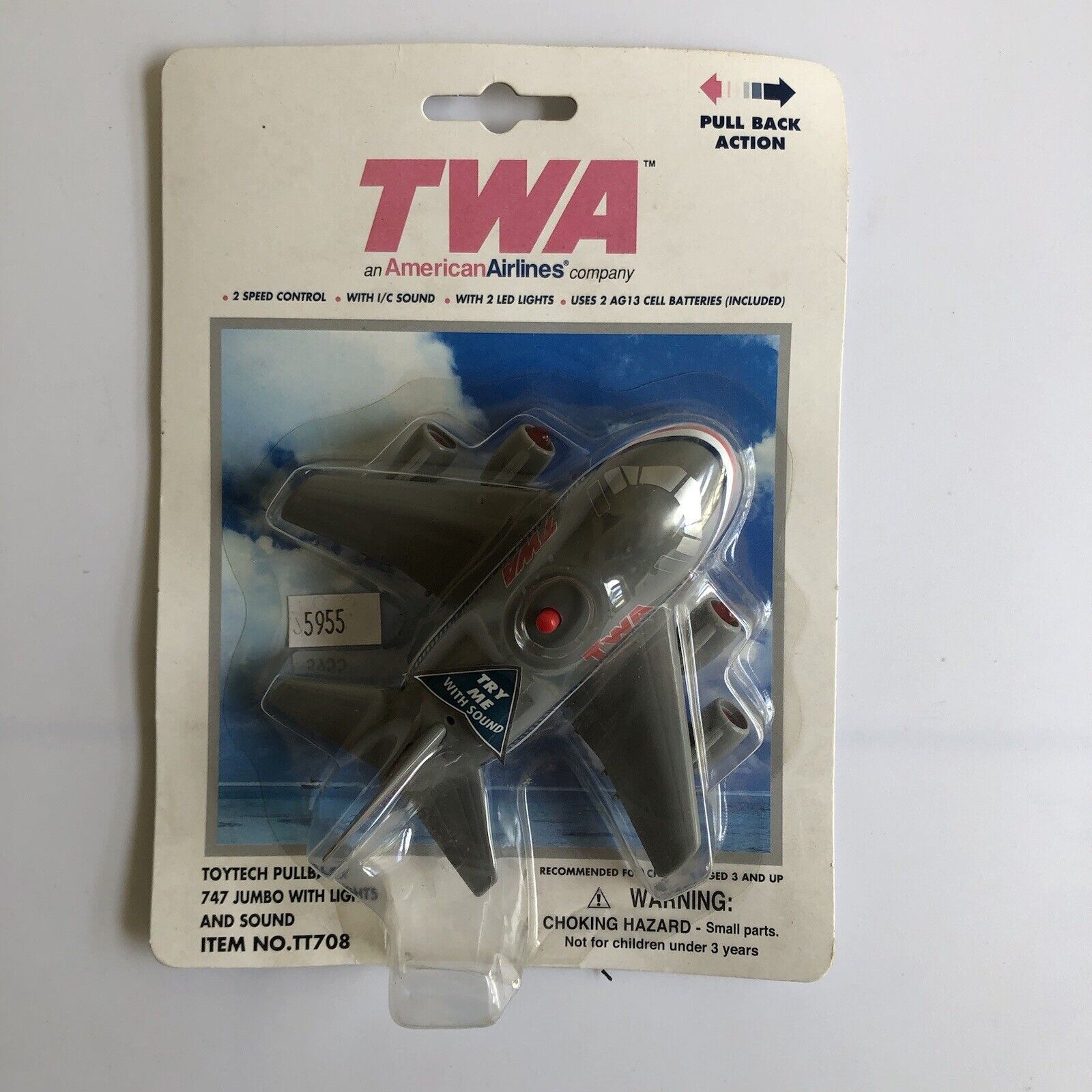 SCARCE SEALED VINTAGE TWA AIRPLANE TOY IN PACKAGE DARON Trans World Airlines