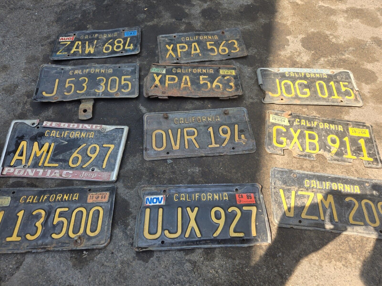 California Black License Plates Lot Of 11