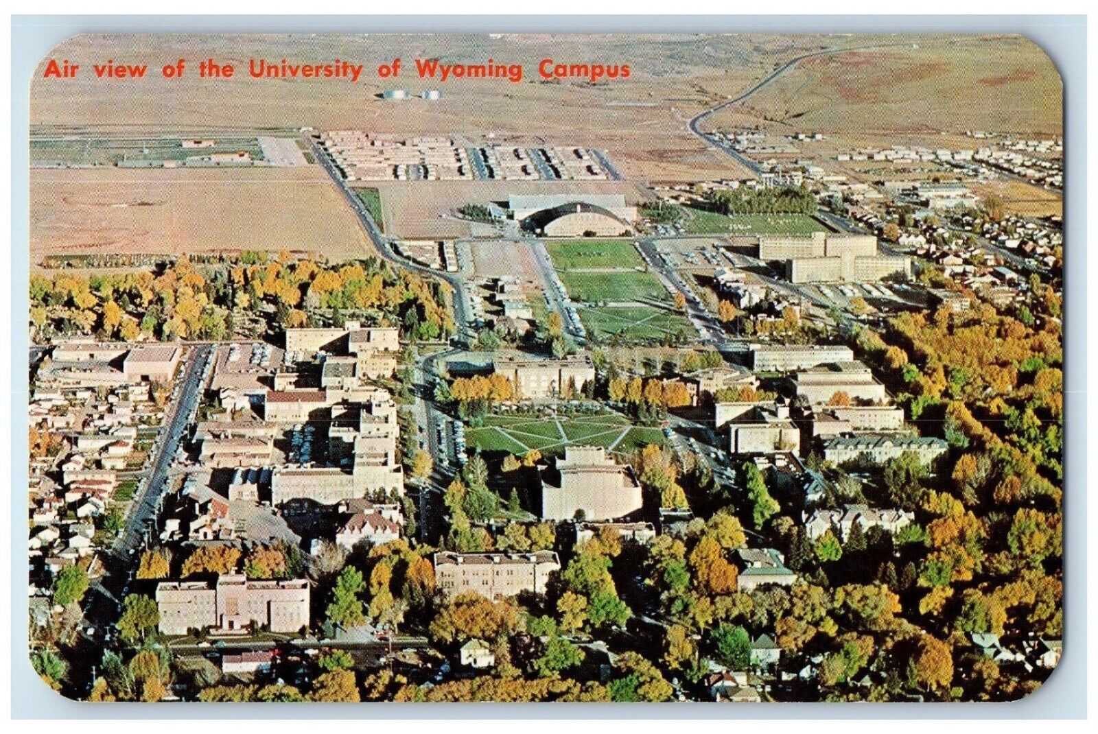 c1960 Air View University Wyoming Campus Laramie Wyoming WY Antique Postcard