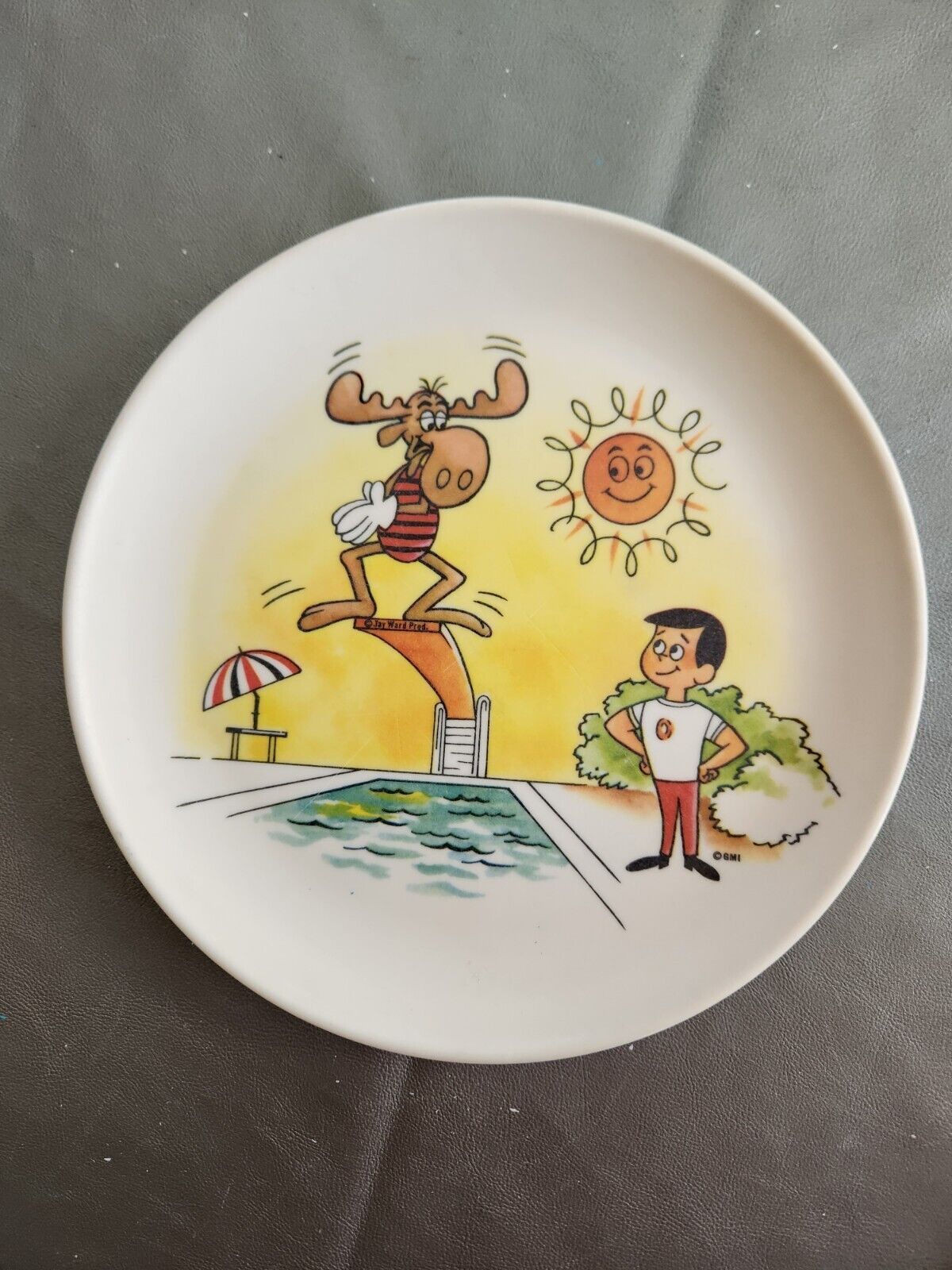 Vintage 1960\'s Bullwinkle Moose  Melmac Plate 8\