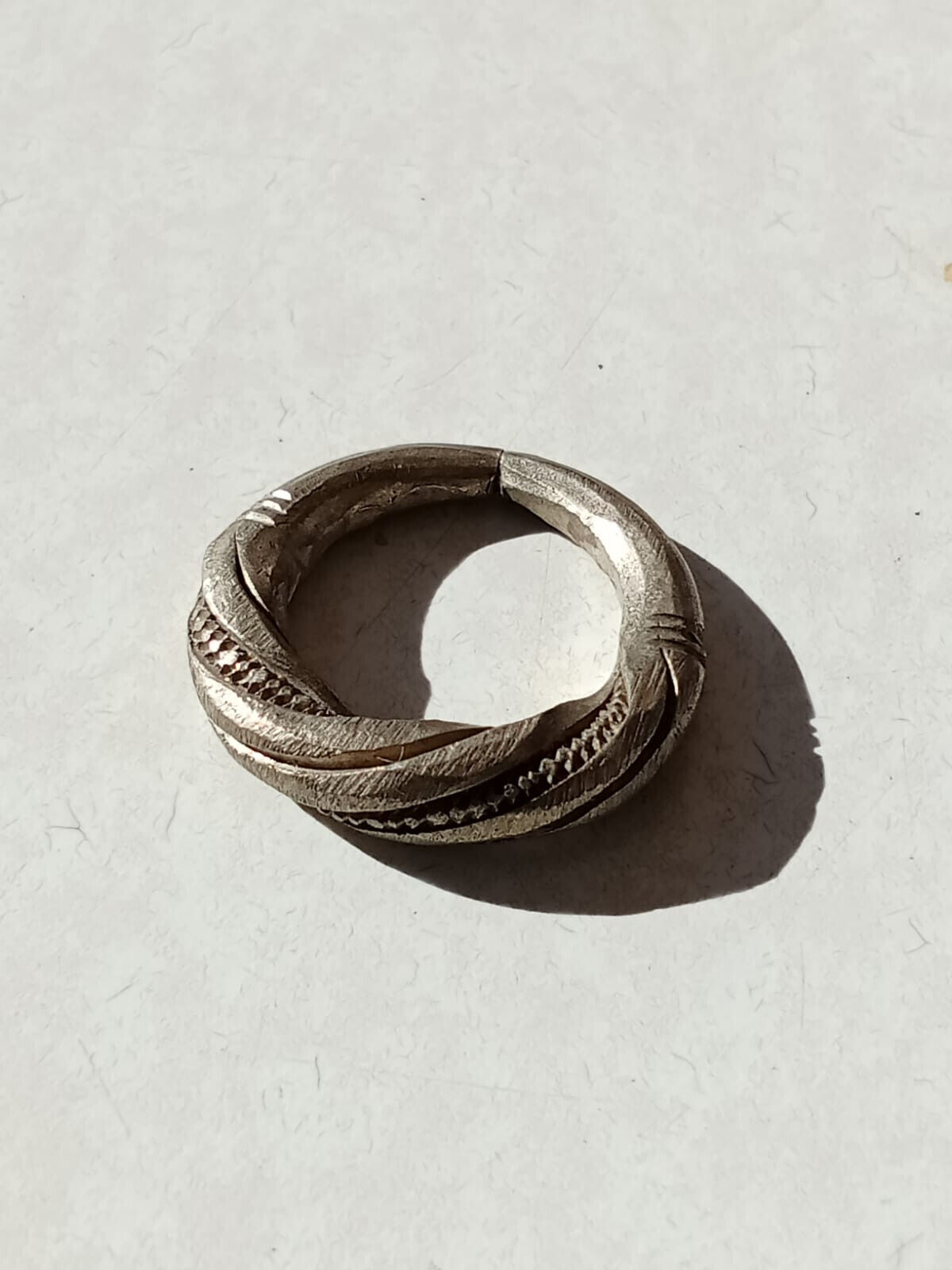 A GENUINE RARE ANCIENT VIKING RING SILVRED TWISTED ARTIFACT AUTHENTIC ANTIQUE