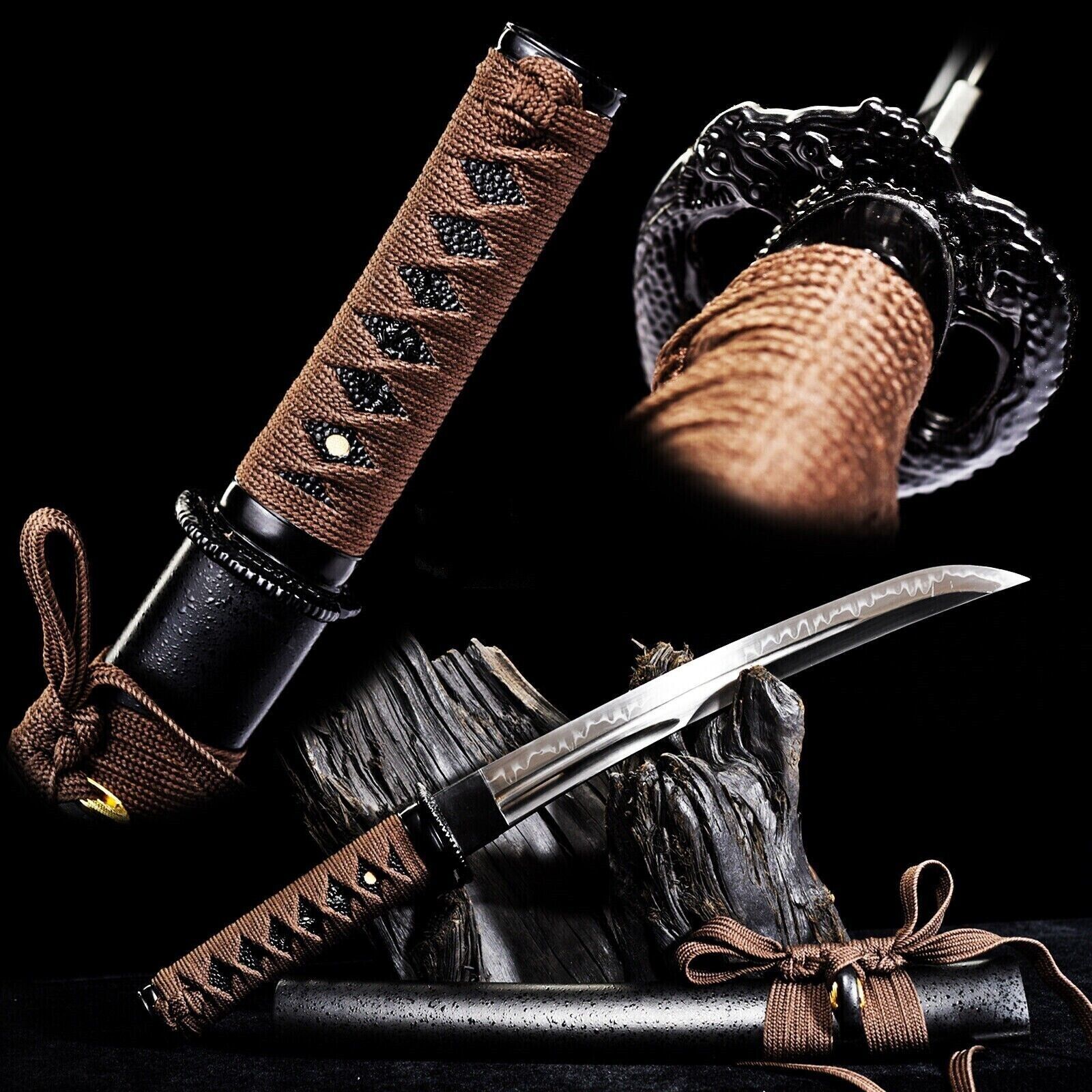 20\'\'Tanto Sharp T10 Clay Tempered Japanese Samurai Short Sword Mini Knife Katana
