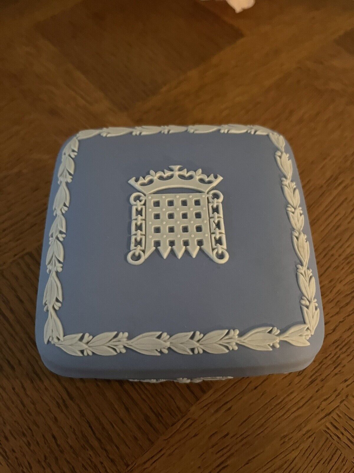 Vintage Square Trinket Box Wedgwood Jasperware Blue 4 x 4 x 2\
