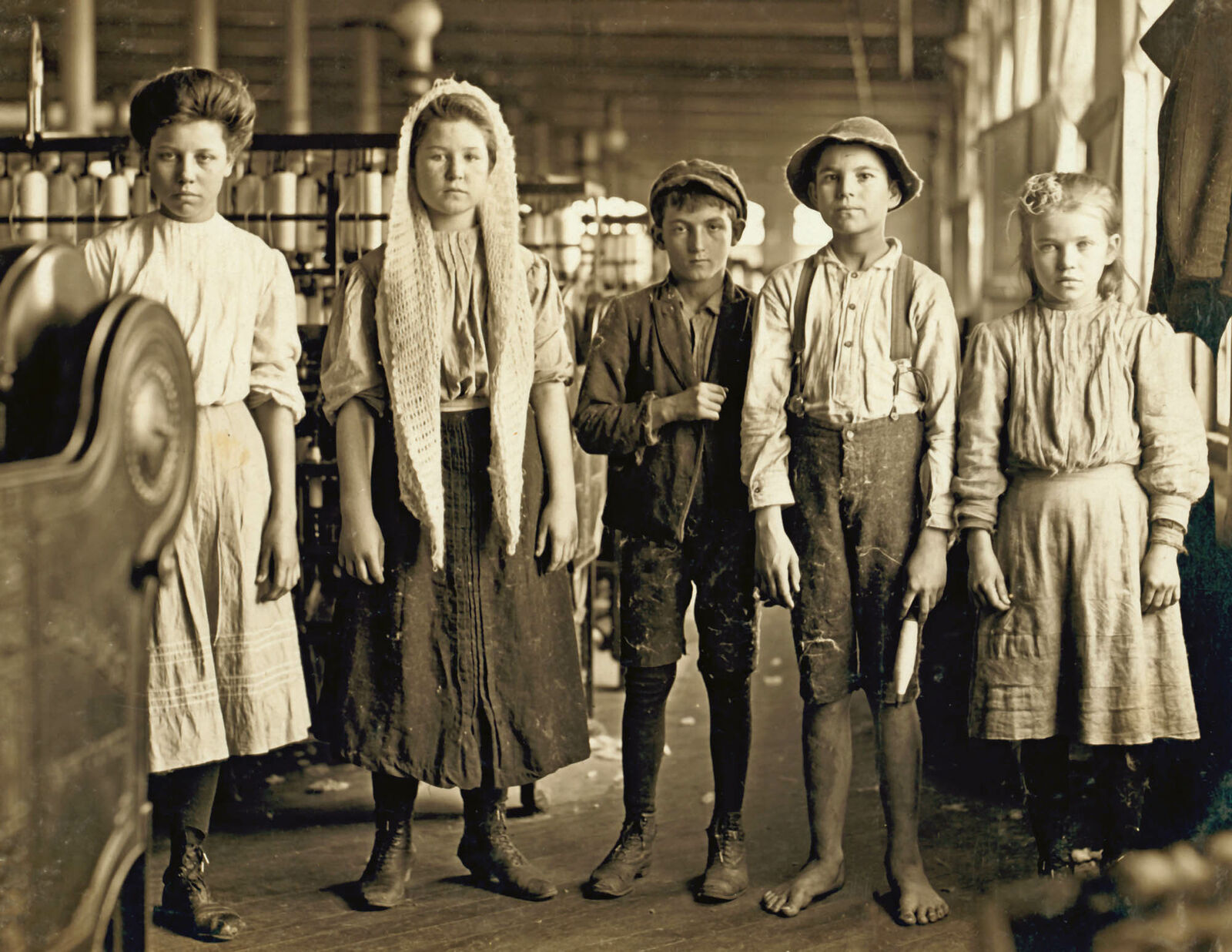 1908 Young Workers at Lancaster Cotton Mills, SC Old Photo 8.5\
