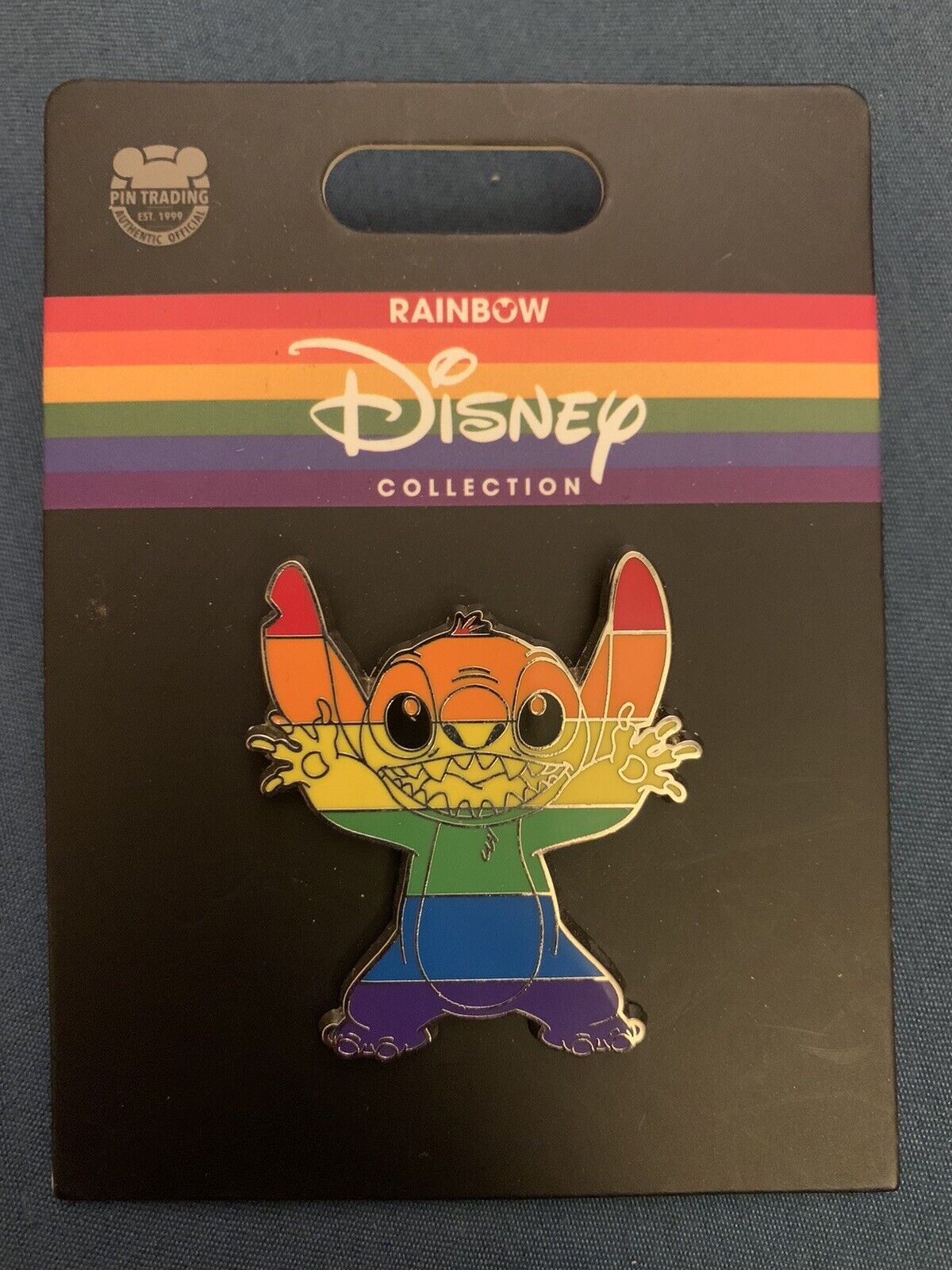 Disney Pin Rainbow Collection Stitch New On Card