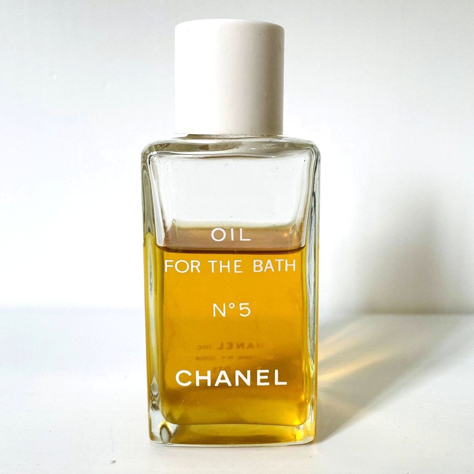 Vintage Chanel No. 5 Perfume Oil for the Bath 3oz Glass Bottle (70% Full)