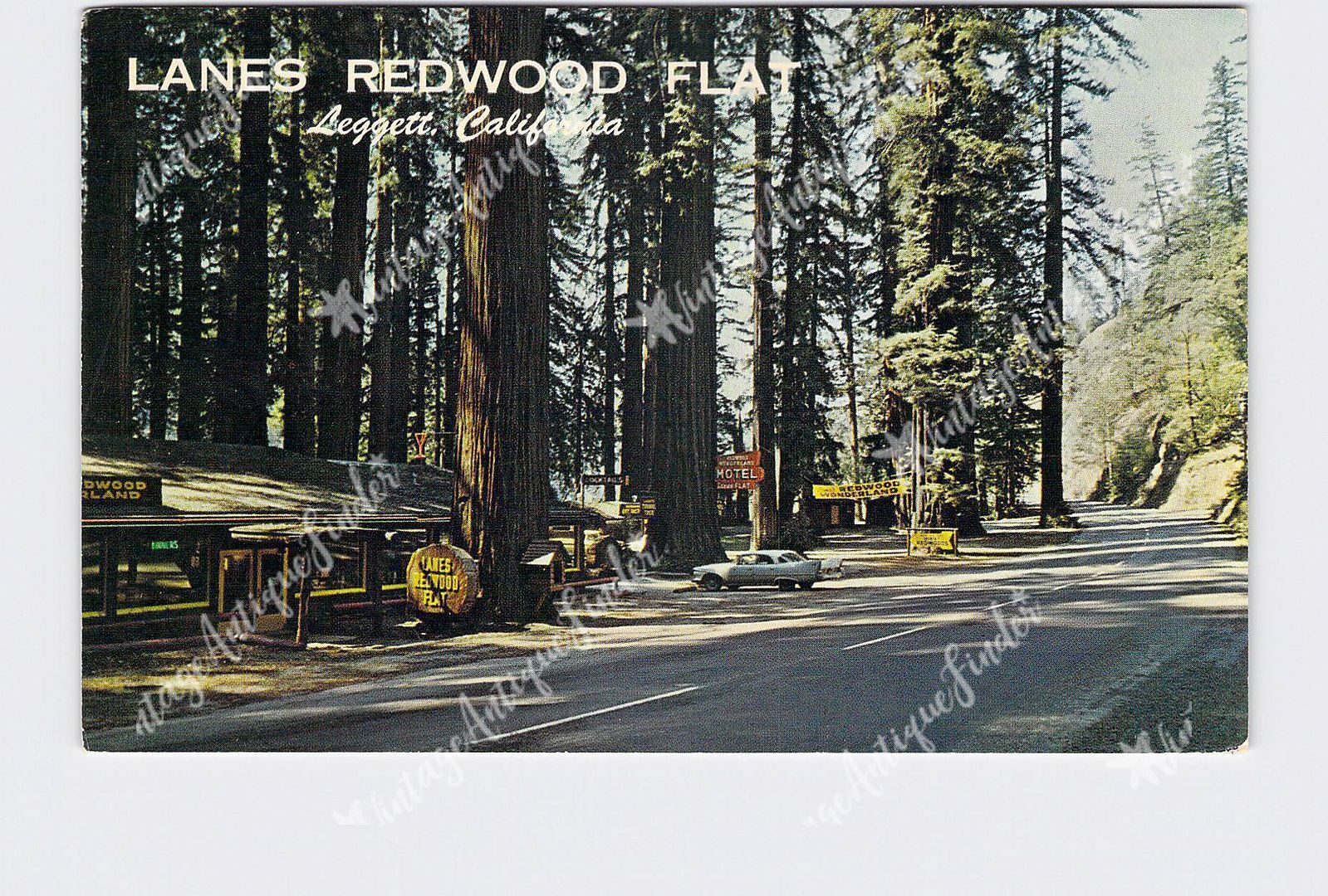 PPC Postcard CA California Leggett Lanes Redwood Flat Exterior Advertising