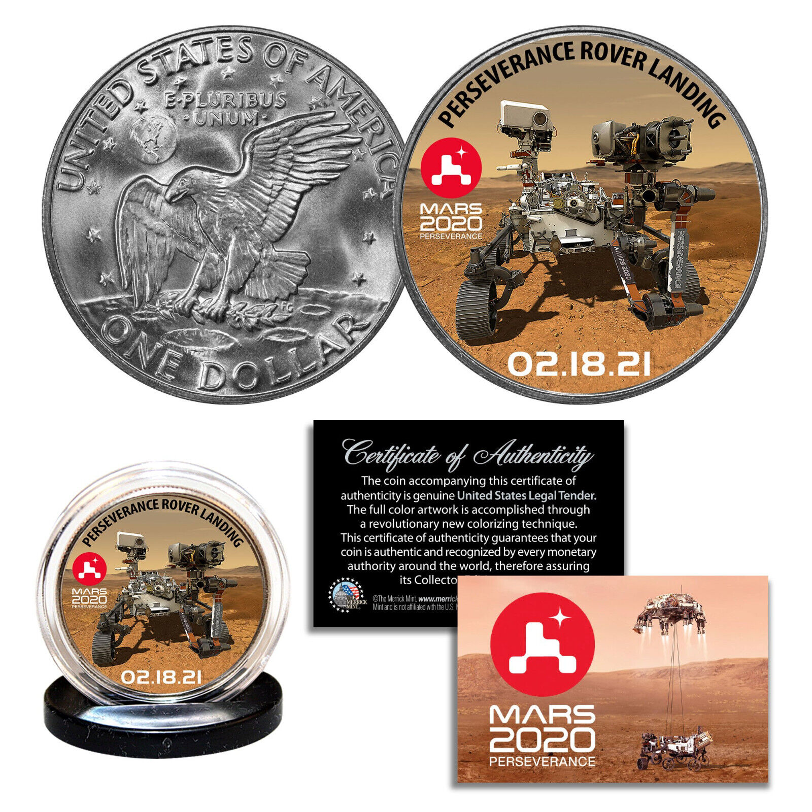 MARS 2020 PERSEVERANCE ROVER LANDING NASA Space Official IKE Eisenhower $1 Coin
