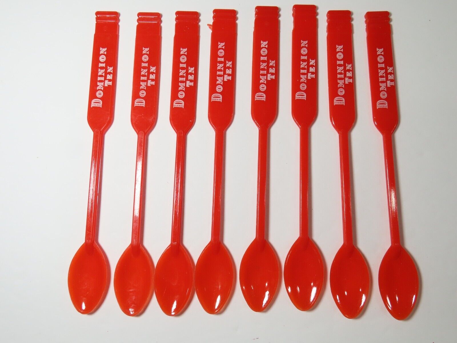 8 Vintage Swizzle Cocktail Sticks Spoon Canadian Whiskey 86 Proof Dominion C2283