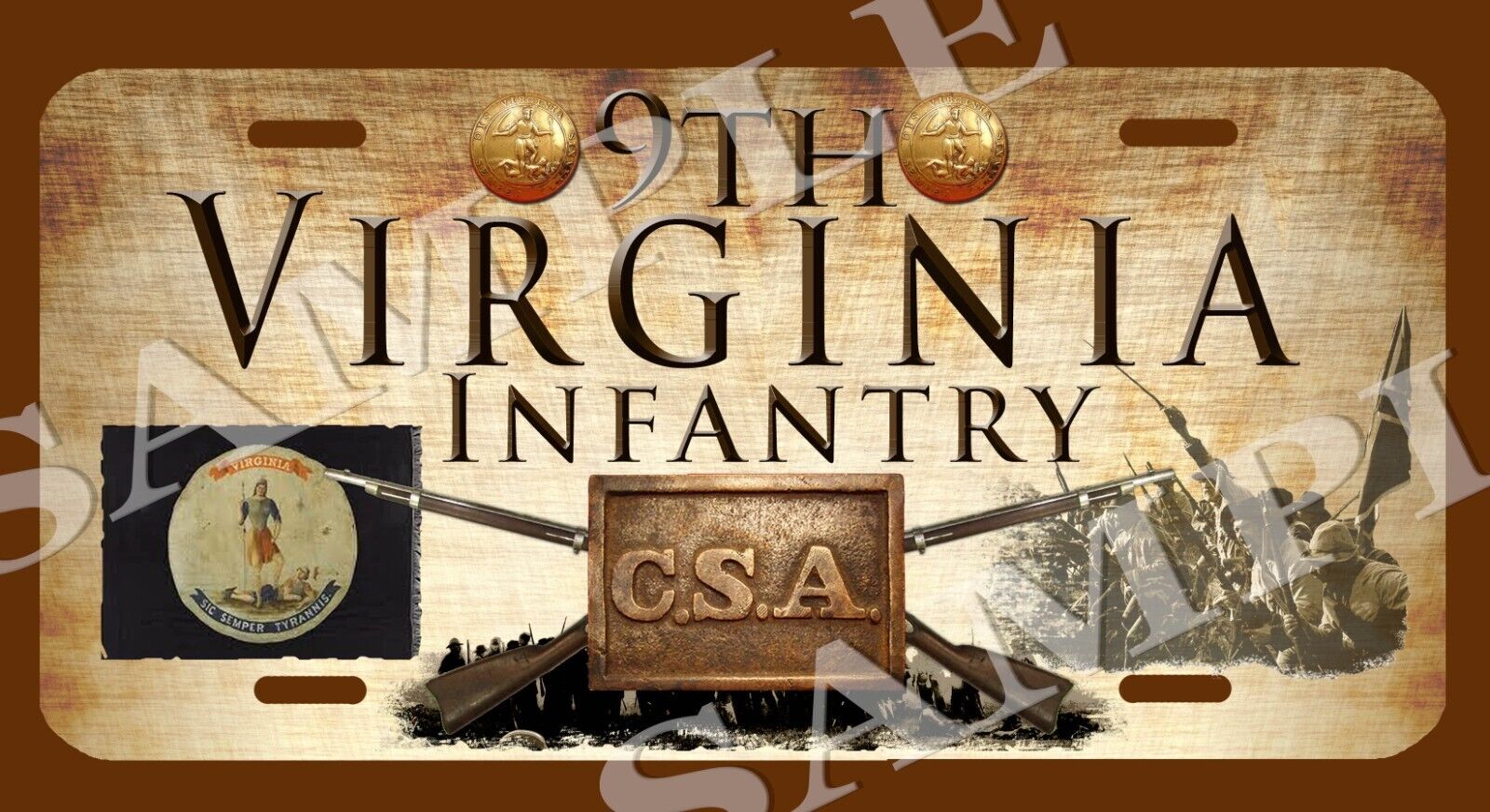 9th Virginia Infantry American Civil War Themed vehicle license plate
