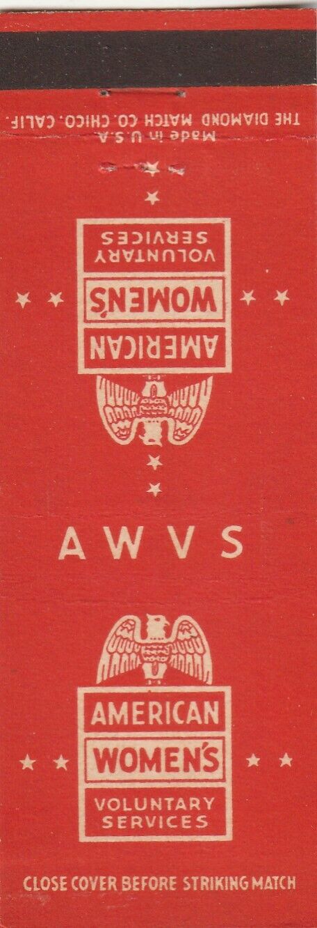 VINTAGE MATCHBOOK COVER. AWVS. AMERICAN WOMEN\'S VOLUNTARY SERVICES.