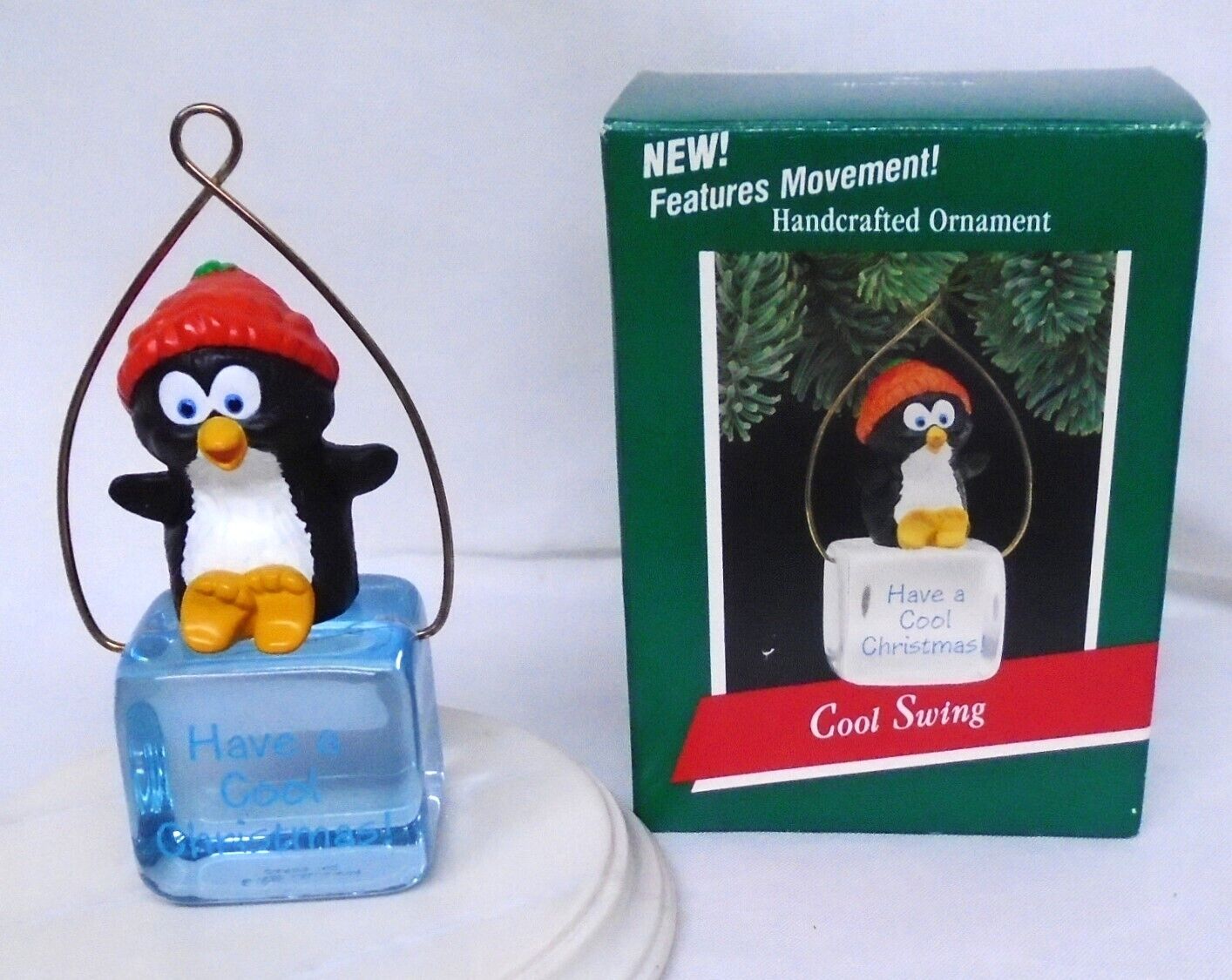 Hallmark Christmas Ornament Cool Swing 1989 Penguin on Ice Cube Used