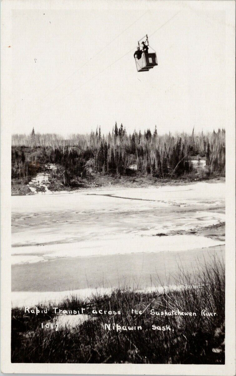 Nipawin SK Rapid Transit Across Saskatchewan River Real Photo Postcard G45