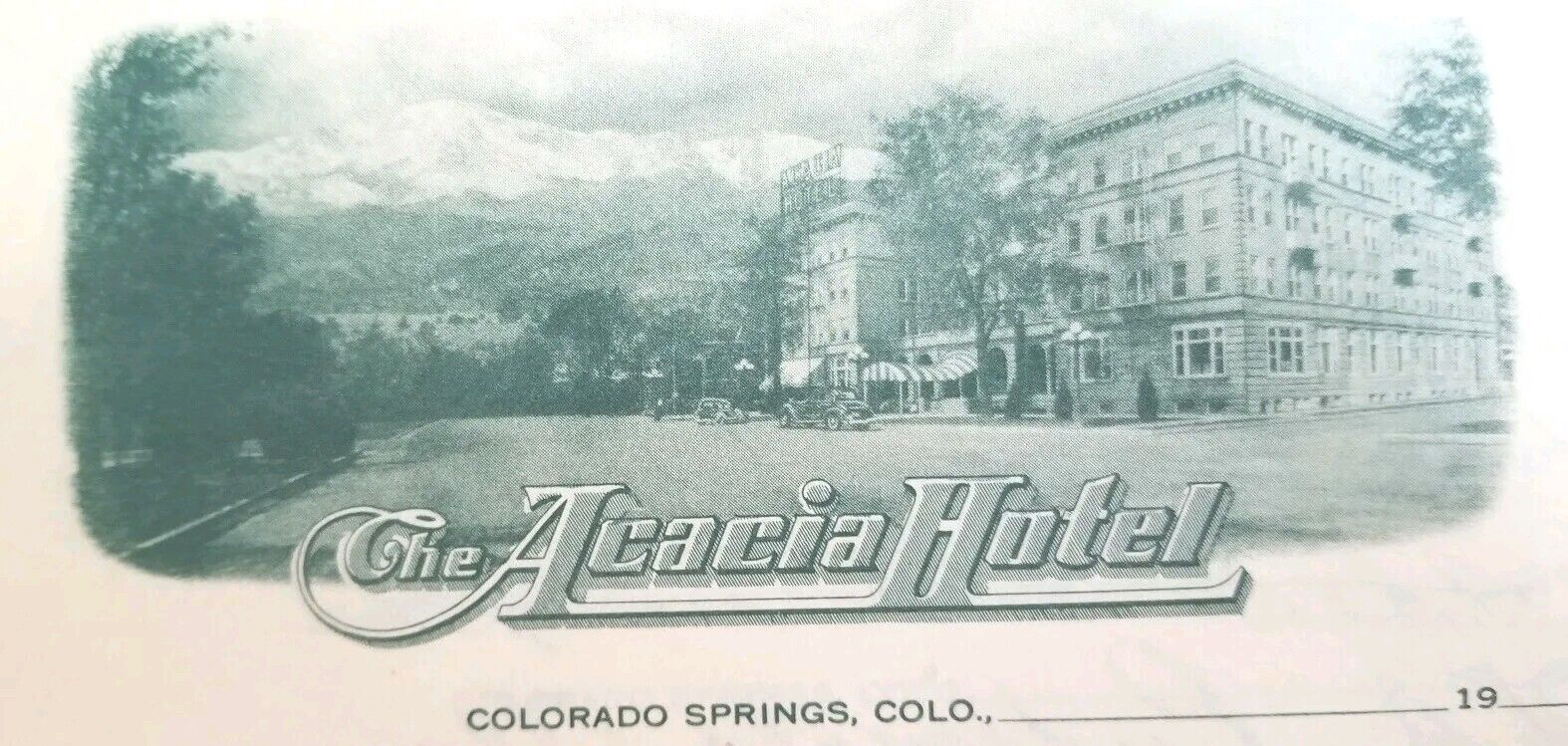 1930s Colorado Springs Letterhead Stationary Acacia Hotel 2 sheet Antique Vtg 