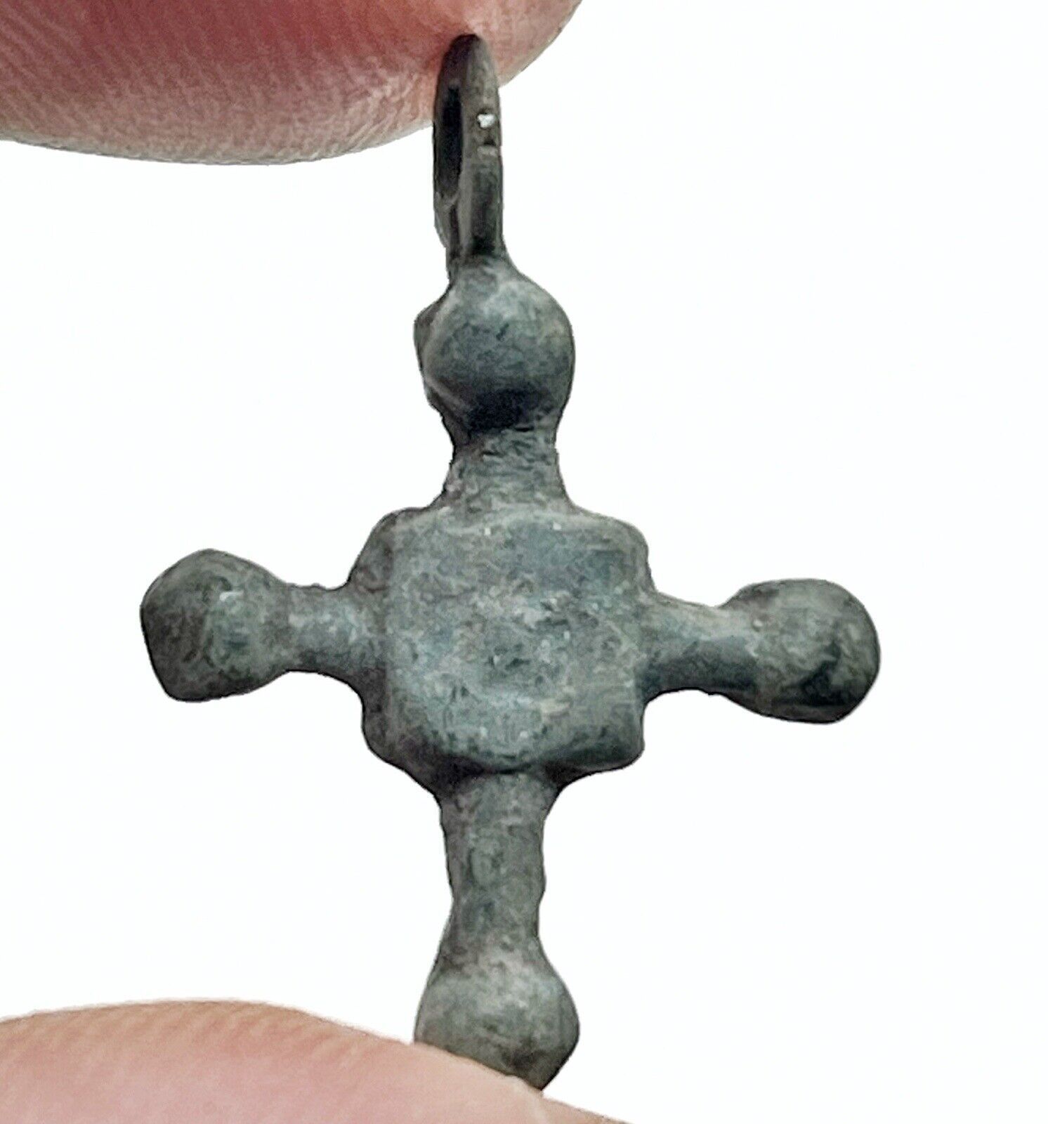 RARE Authentic Medieval Crusader Bronze Cross Artifact : Circa 1095-1492 AD = E