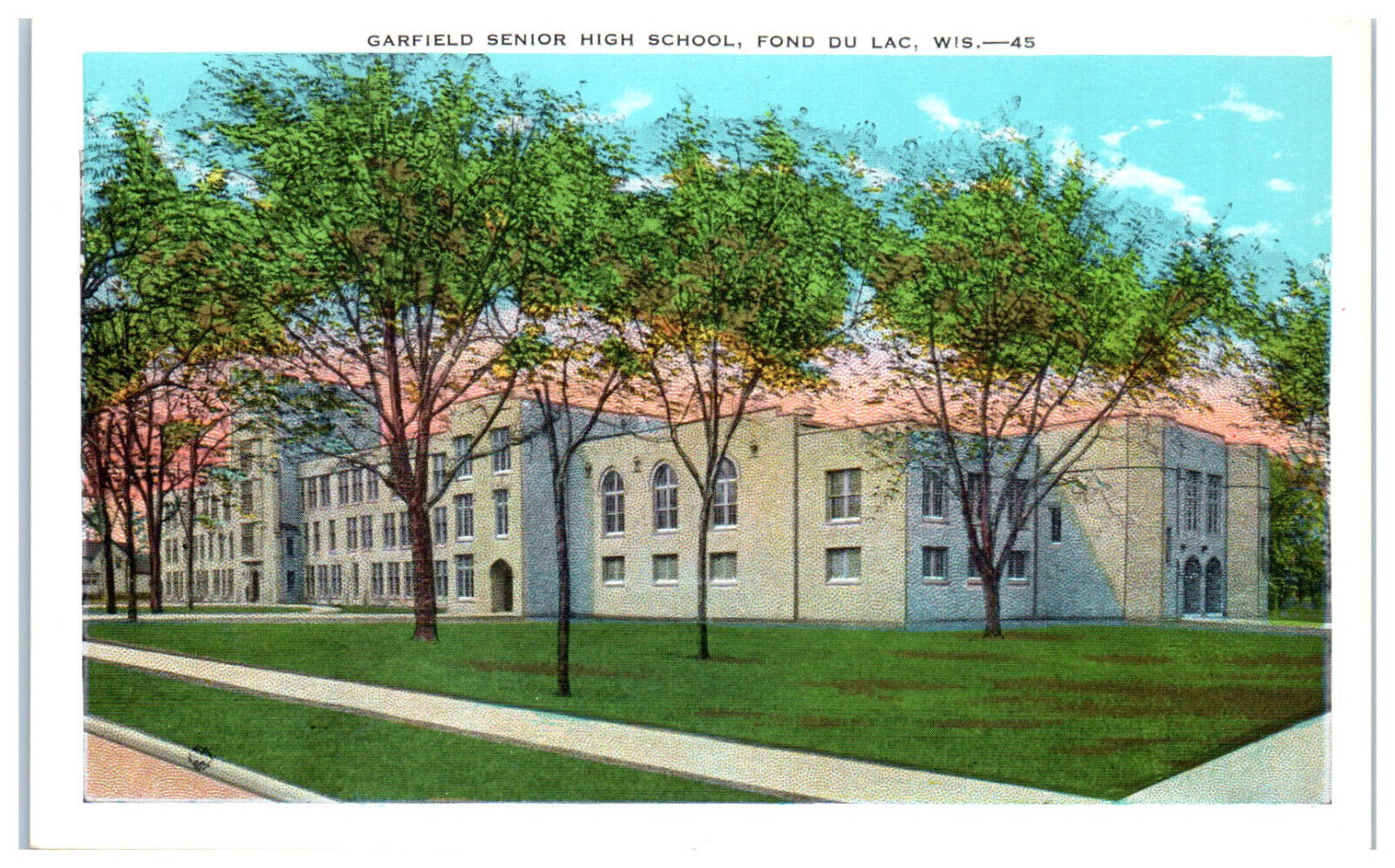 Postcard Garfield Senior High School Fond du Lac Wisconsin WI Circa 1930s