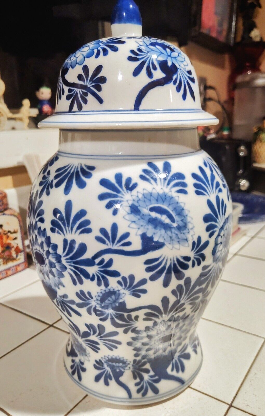 Seymour Mann Porcelain Blue Vase (Chinese Ginger Jar)
