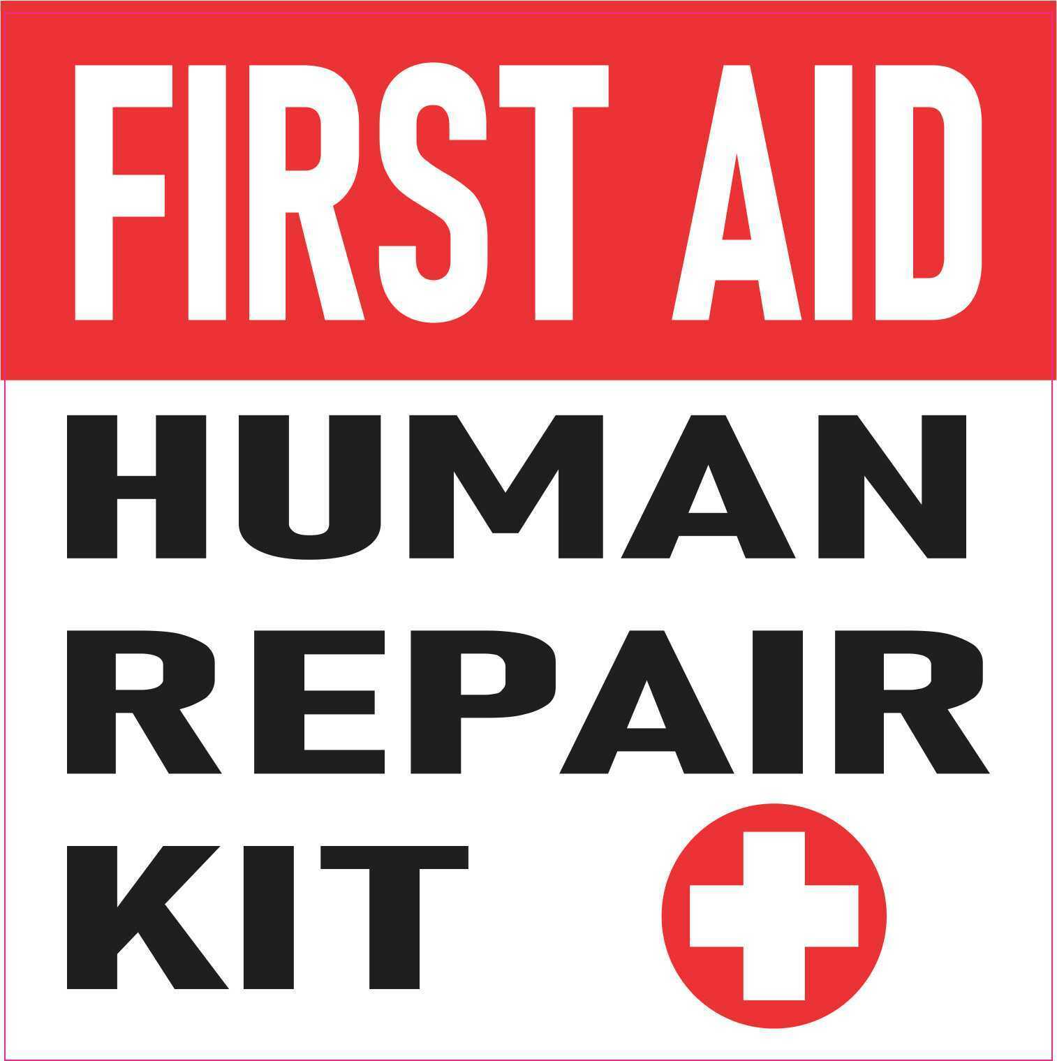 5in x 5in Human Repair Kit First Aid Vinyl Sticker Medical Sign Symbol Decal