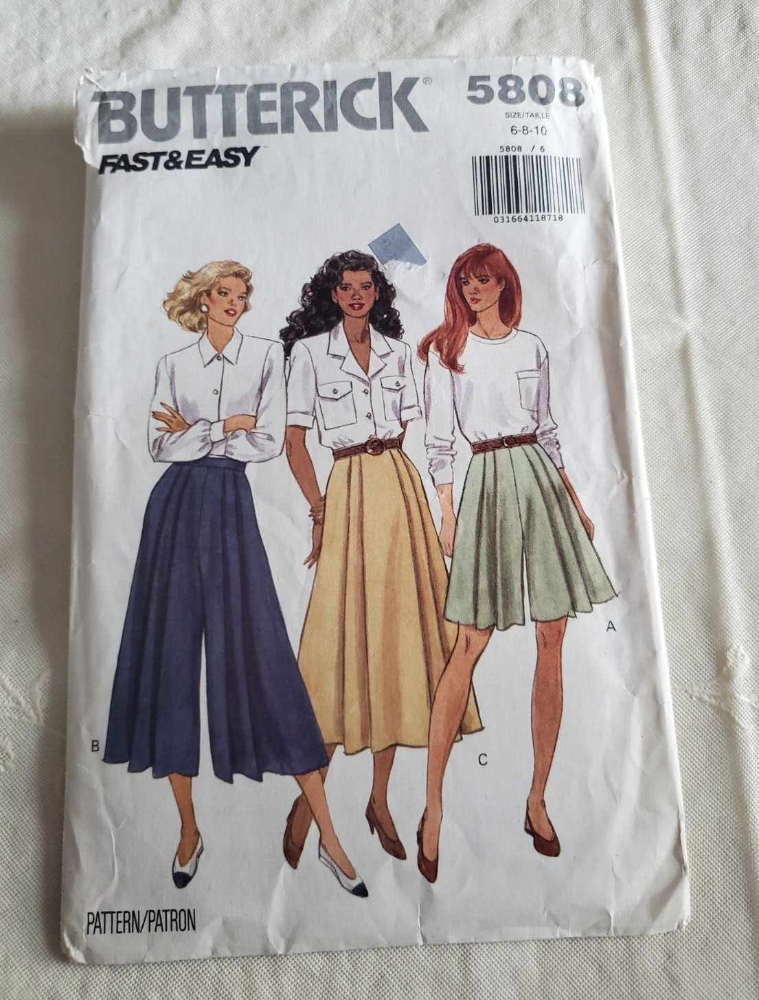 Butterick Pattern 5808 Split Skirt Pleated Skort Culottes Plus Size 6-10 used