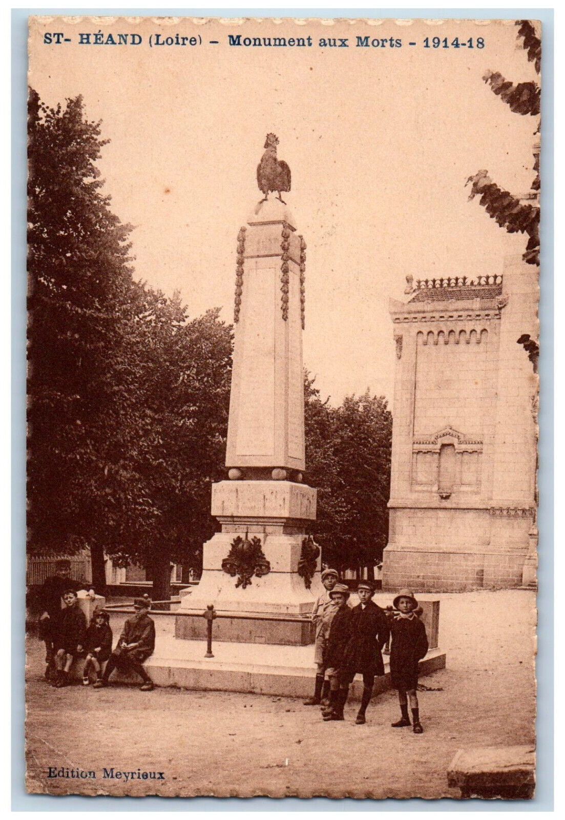 Saint-Héand Loire France Postcard Monument Aux Morts 1937 Posted Vintage
