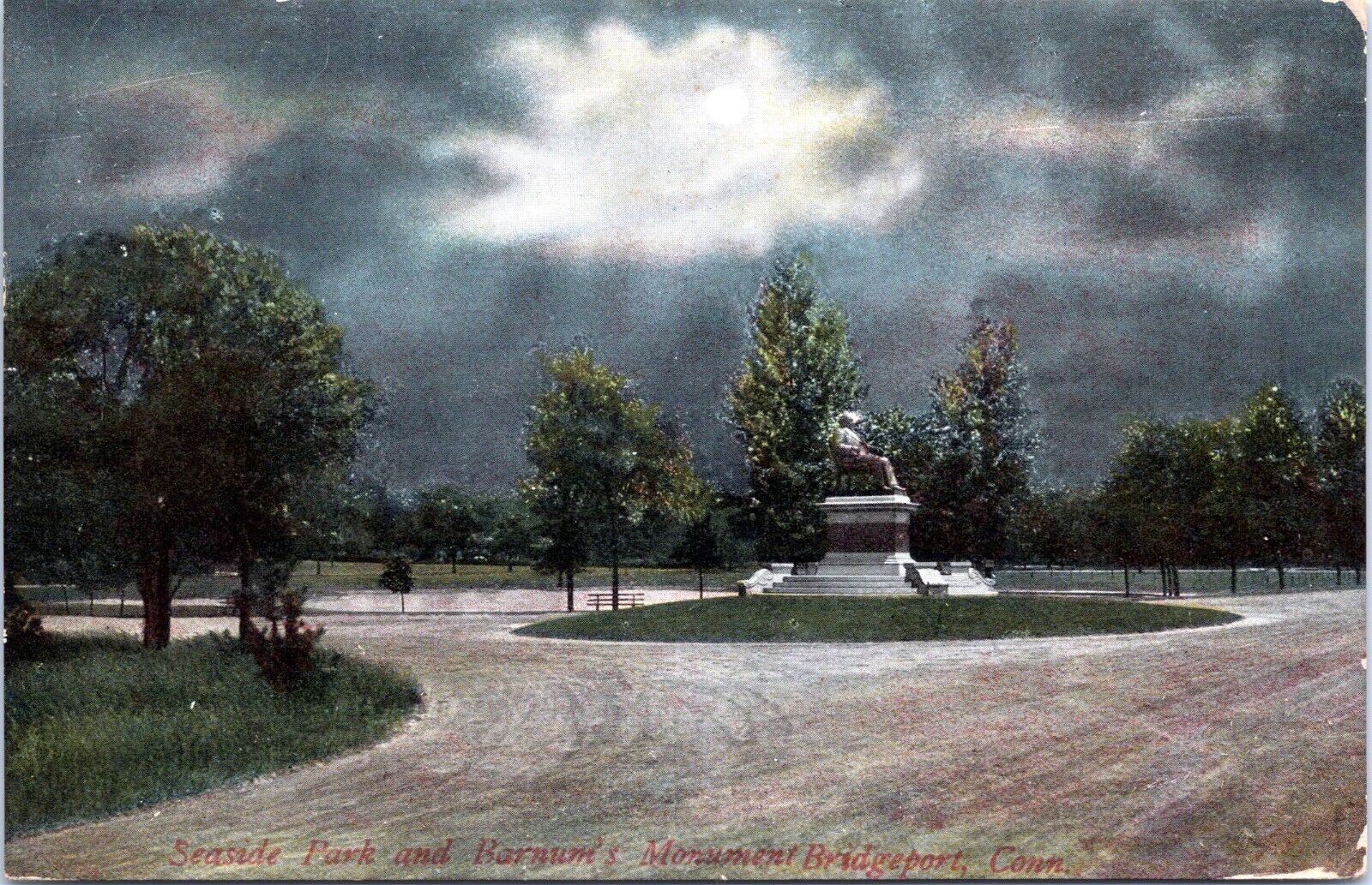 Seaside Park, PT Barnum\'s Monument, Bridgeport, Connecticut -  1909 d/b Postcard