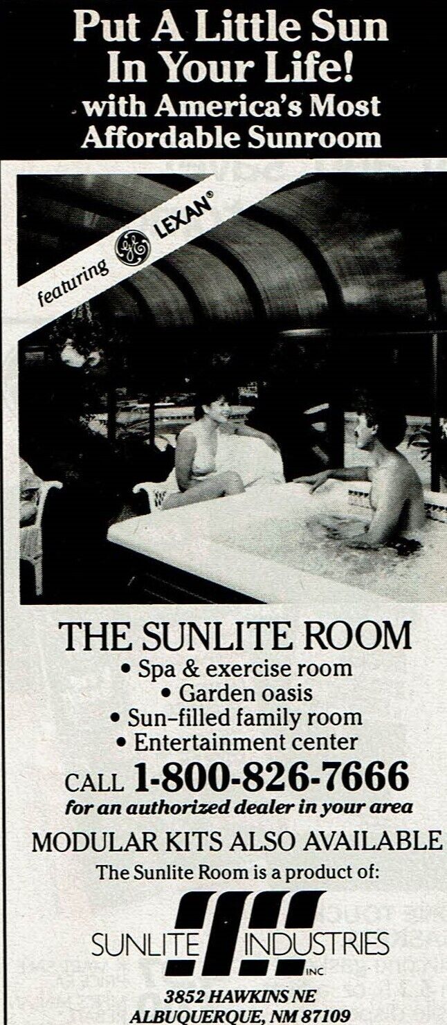 1989 Vintage Print Ad Sunlite Industries Put a Little Sun In Your Life Room