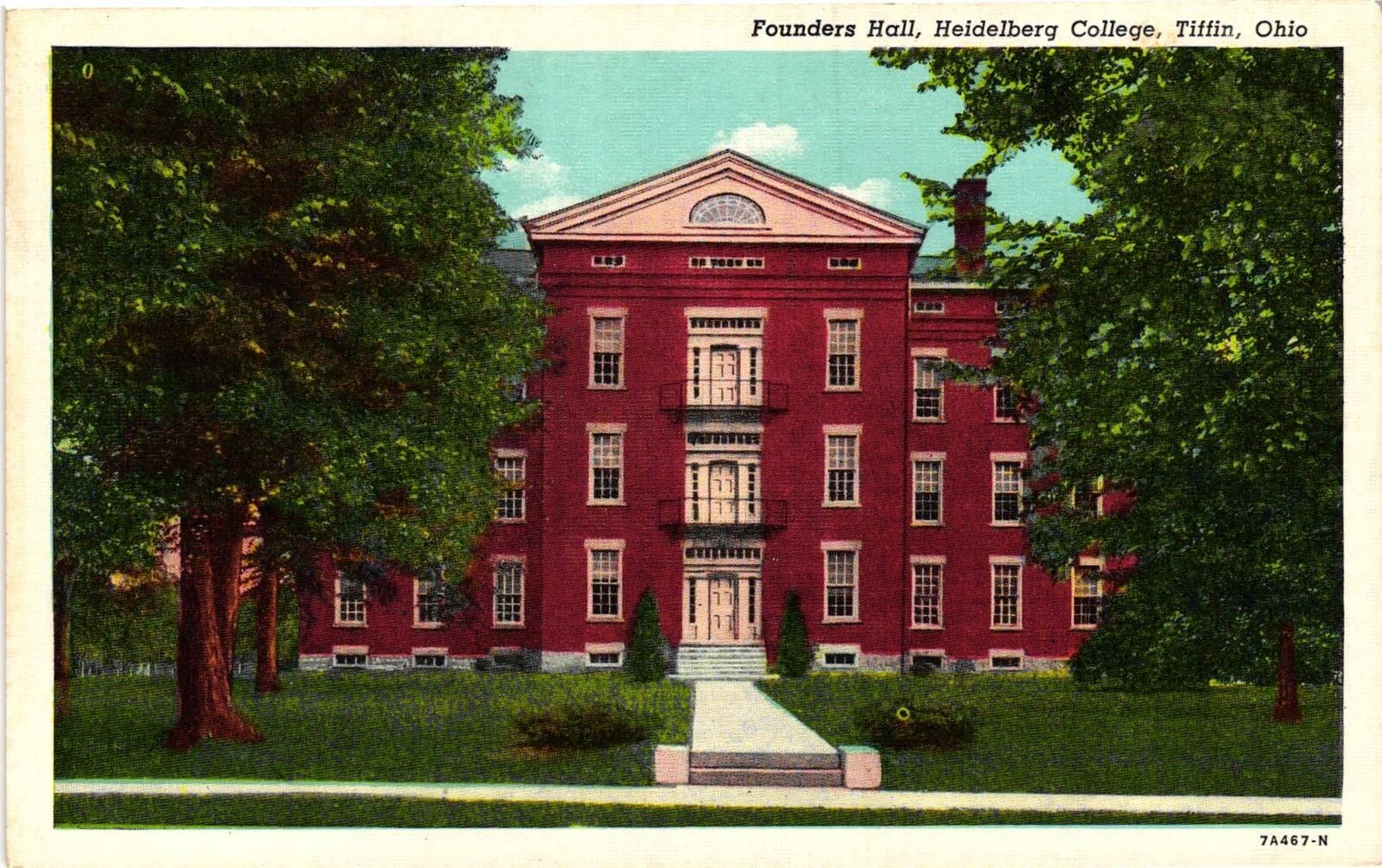 Vintage Postcard- Founders Hall, Heidelberg College, Tiffin, OH