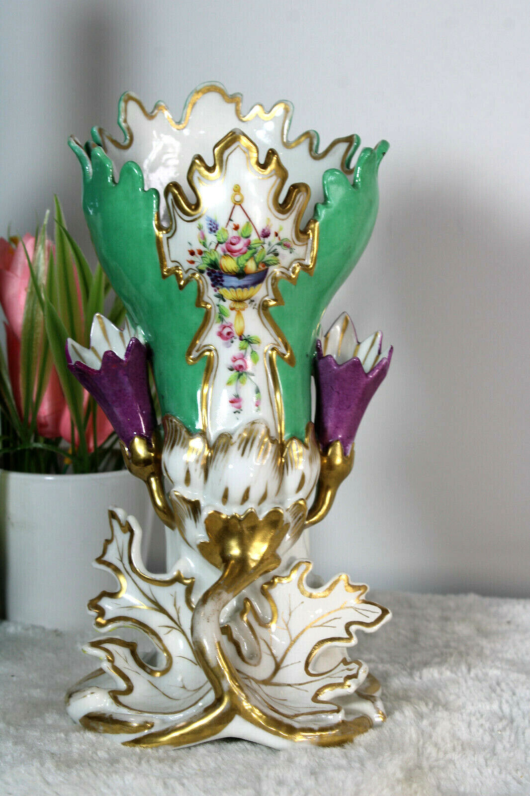 Antique French vieux paris porcelain vase 19thc 