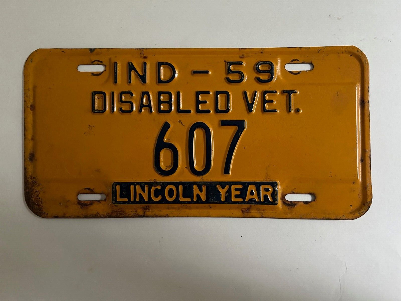 1959 Indiana License Plate Disabled Veteran DAV Lincoln Year Slogan Low Number