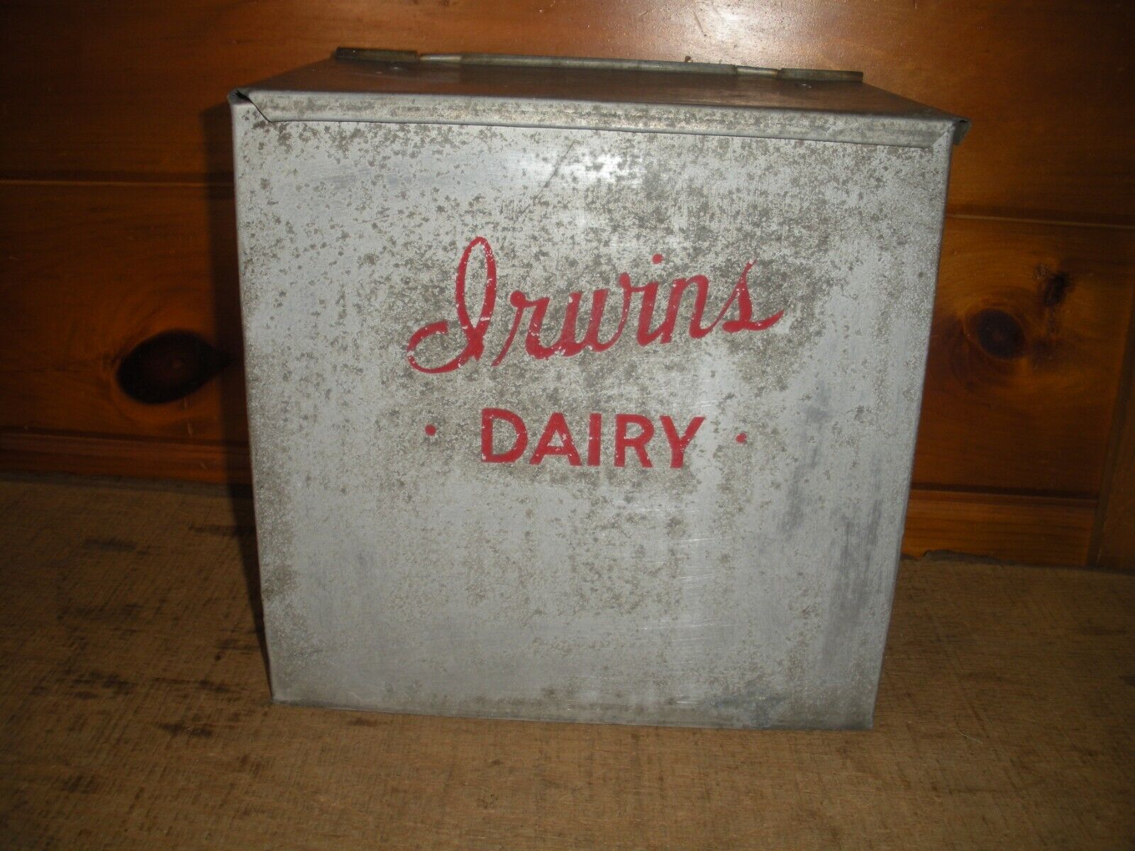 Vintage Metal Porch Dairy Box / Irwins DAIRY