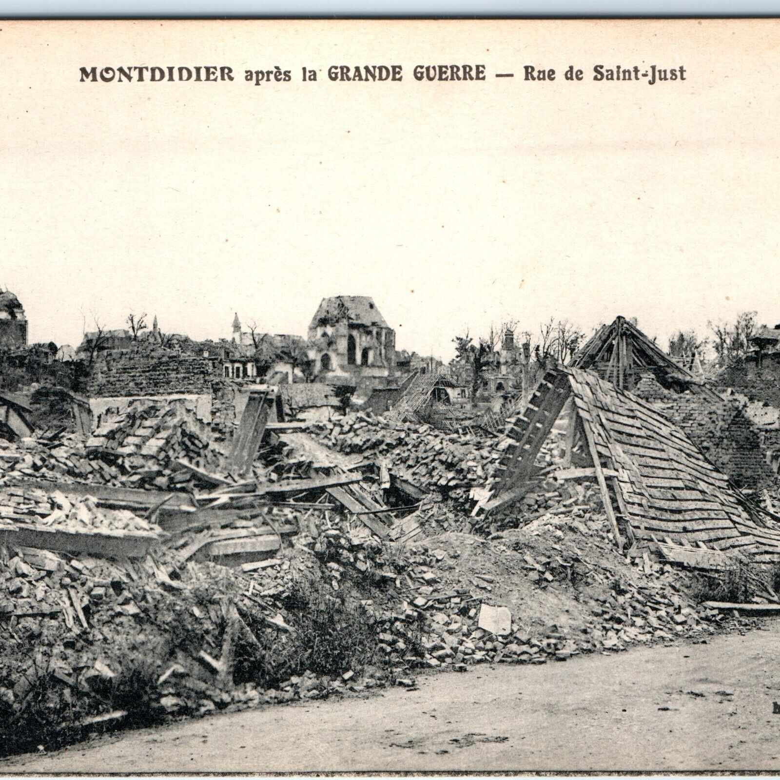 c1910s WWI Montdidier, France RPPC Ruins After War Real Photo Postcard A85