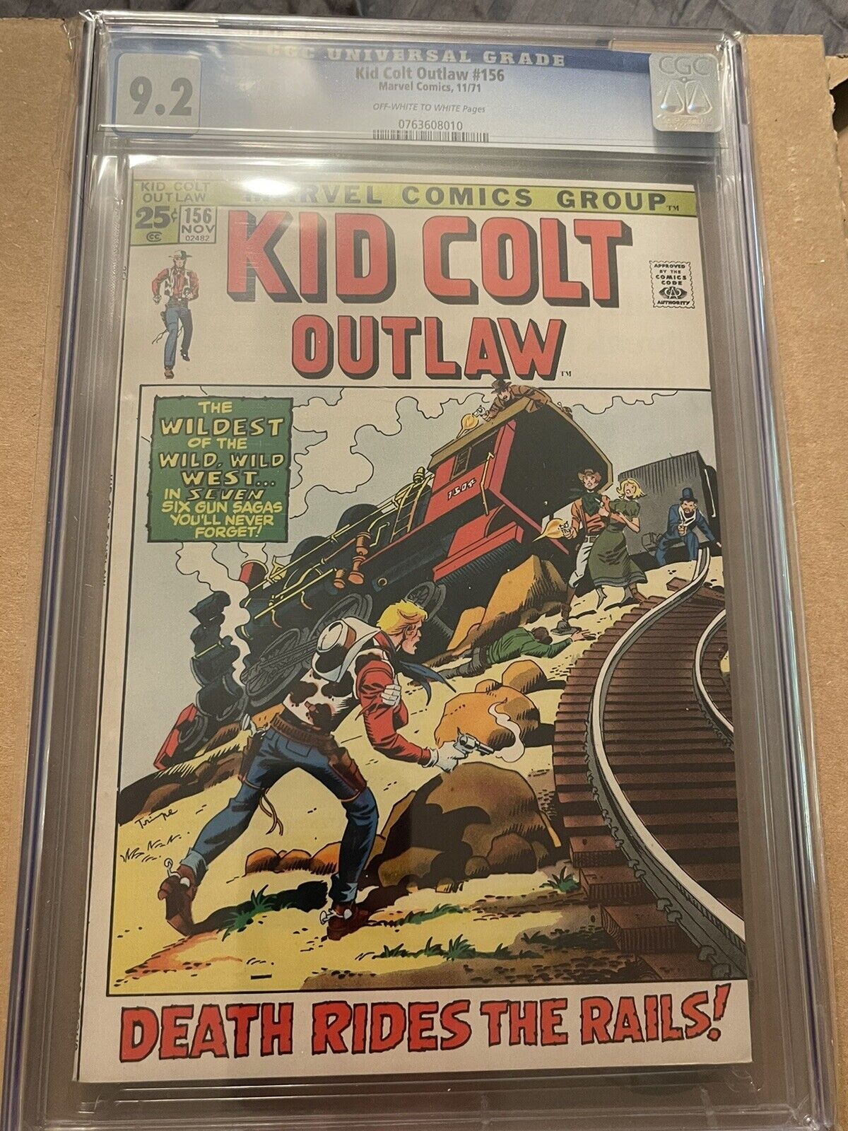 Kid Colt Outlaw #156 CGC 9.2 Near Mint- OW/WP 1971 Giant Marvel