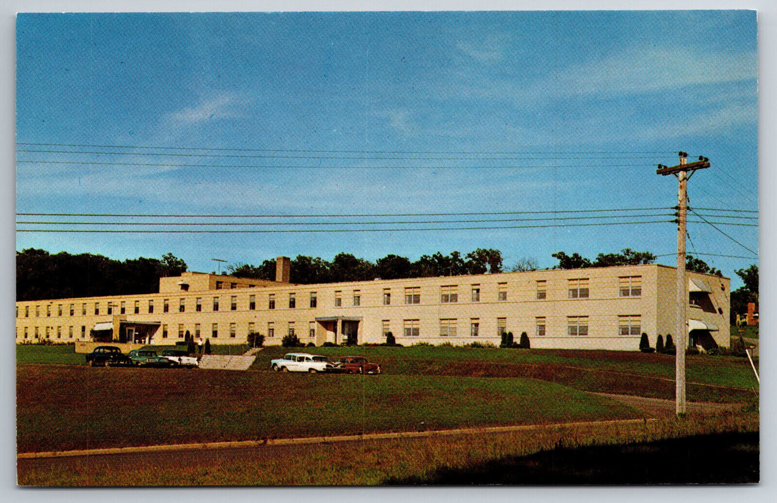 Vintage Postcard WI Eau Claire St. Benedict Community Hospital 50s Cars -1977