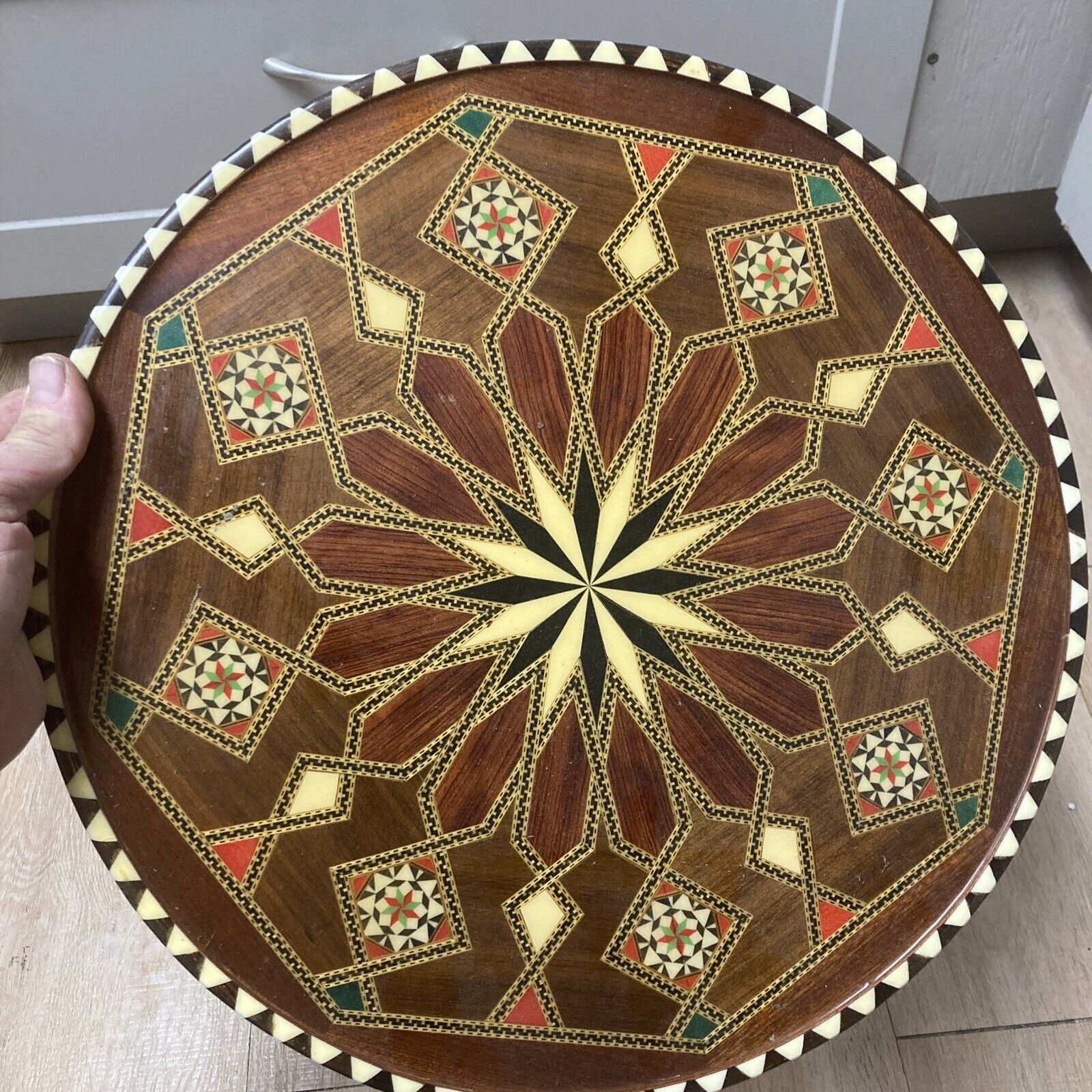 Inlaid Wood Serving Tray Very Unique And Ornette. Wow Fast Ship 🌎📦