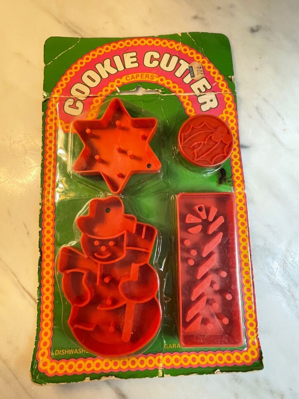 Set of 4 Vintage Christmas Capers Cookie Cutters Star Snowman Candy Cane Holly
