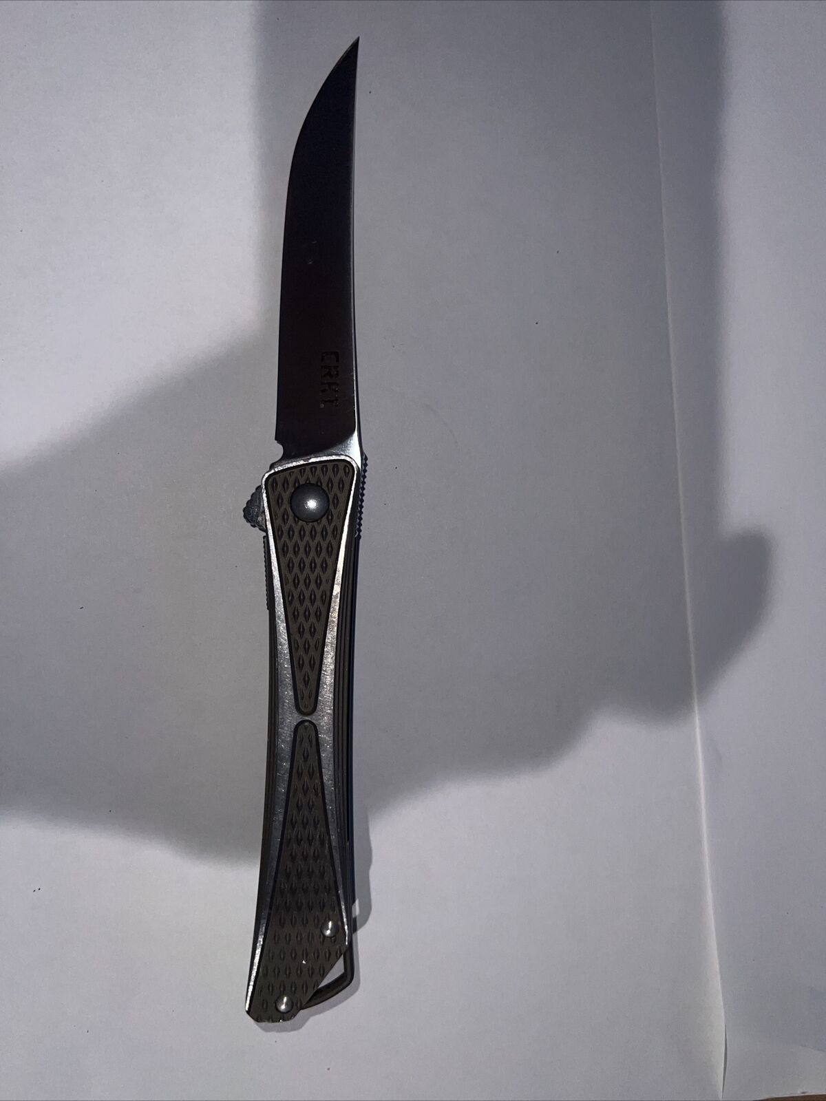 CRKT Crossbones 7530 Flipper Knife Liner Lock Plain Edge Blade USED