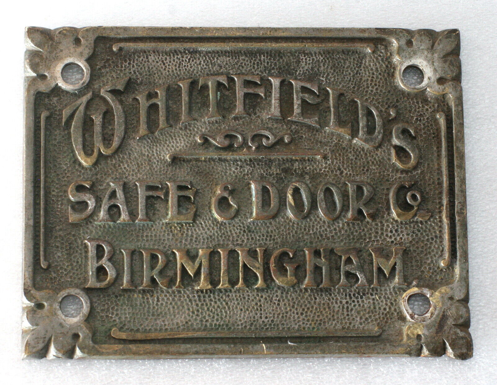 Vintage Whitfield\'s Safe & Door Co Birmingham Sign Plate