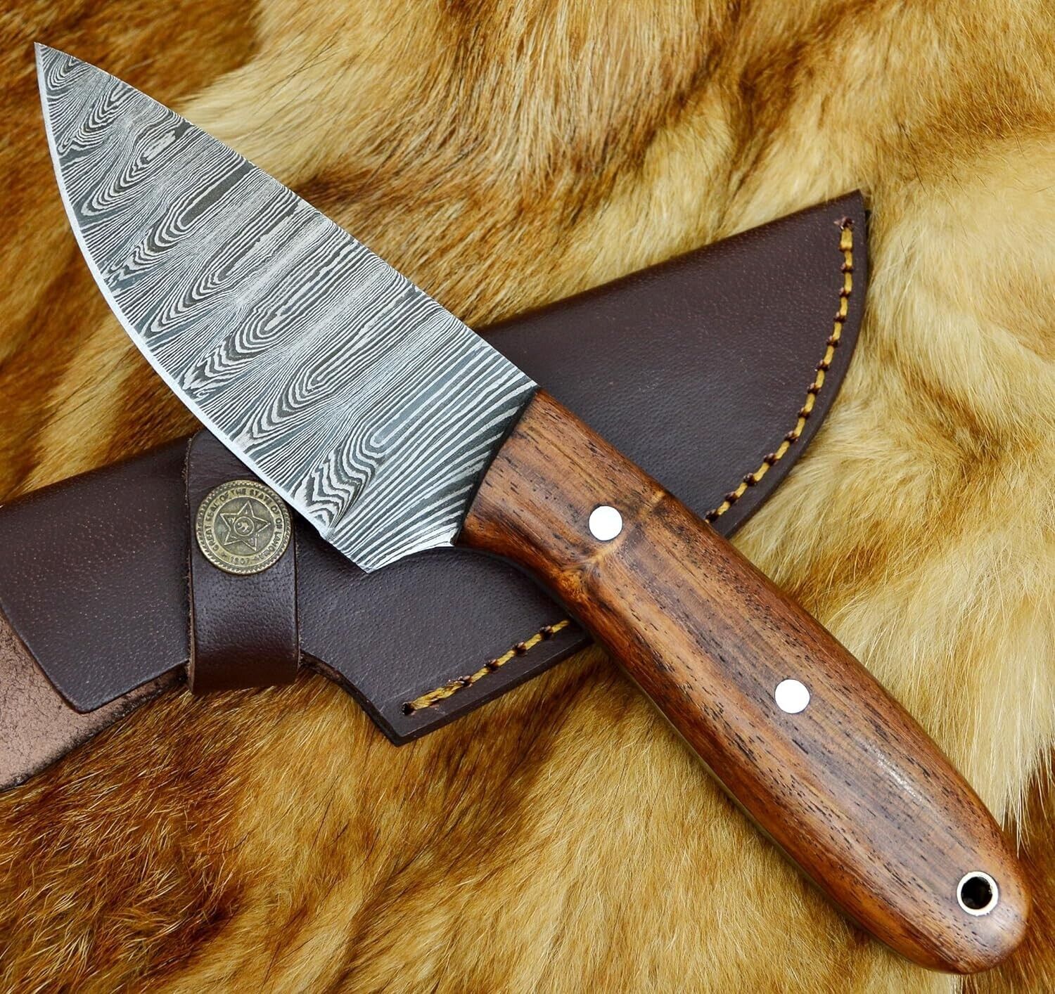 Damascus blade knife/Fixed blade Skinning Bushcrafting knife-Full tang knife
