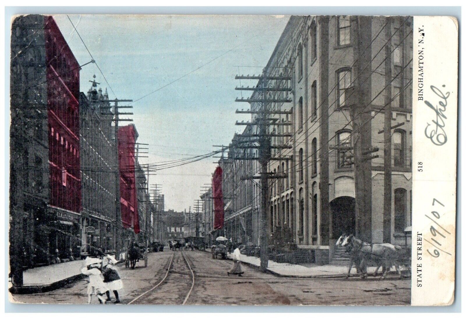1907 State Street Exterior Building Binghamton New York Vintage Antique Postcard